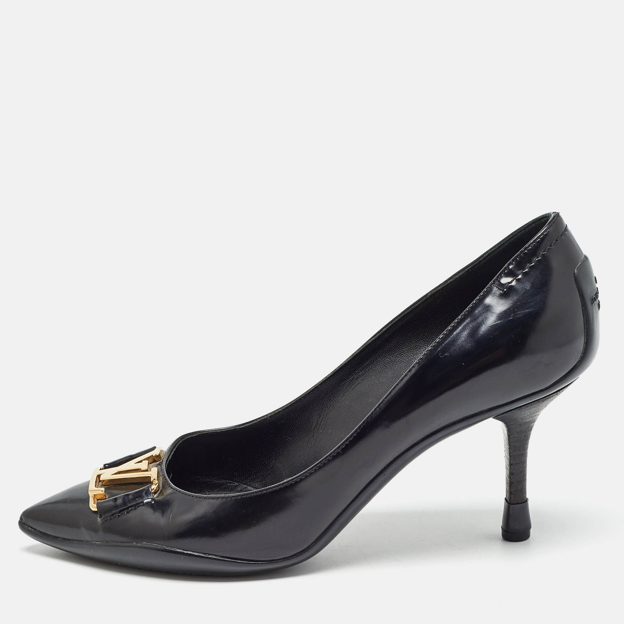 

Louis Vuitton Black Brushed Leather Candice Pumps Size