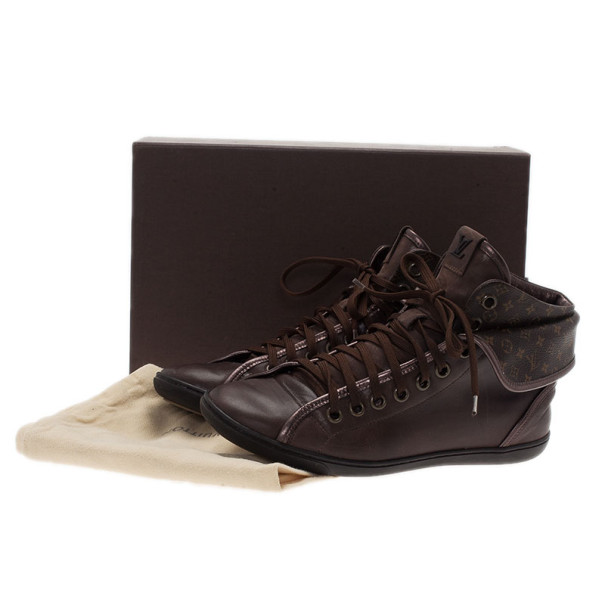 Louis Vuitton Brown Monogram Canvas & Leather Brea Sneaker Boots Size 39