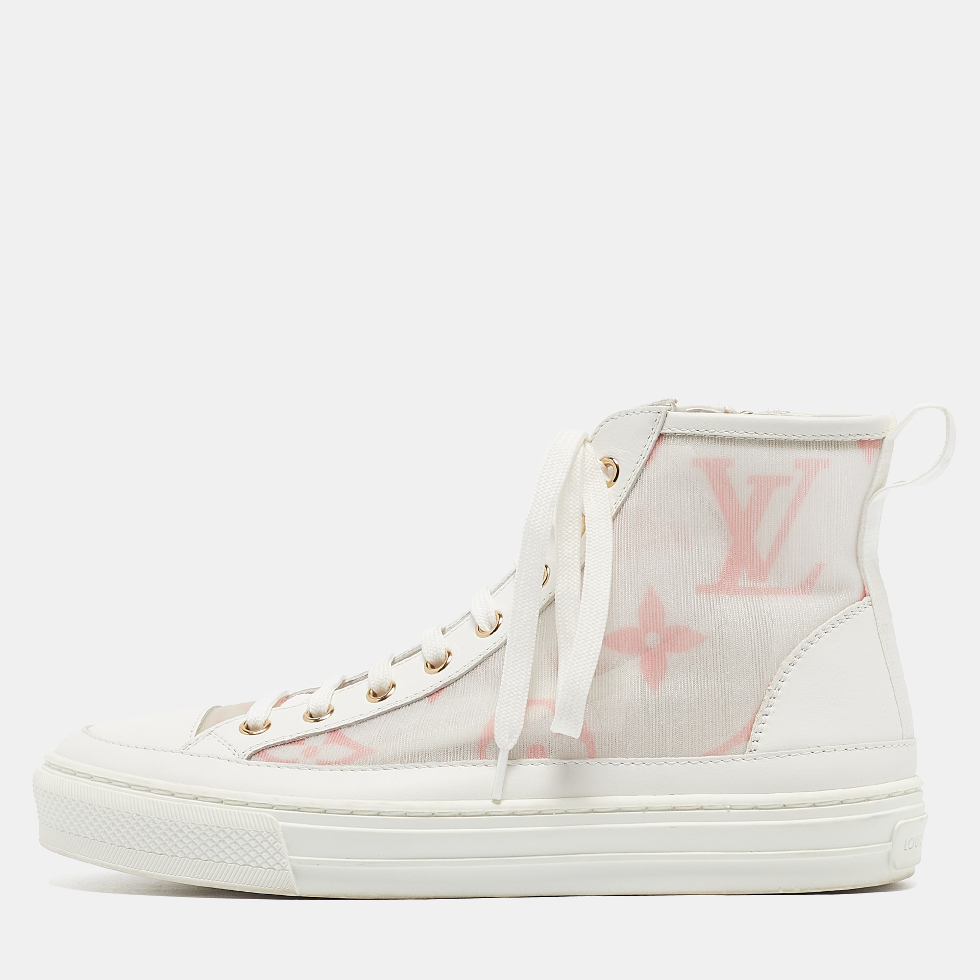 

Louis Vuitton White Leather Mesh and Leather Stellar Sneakers Size