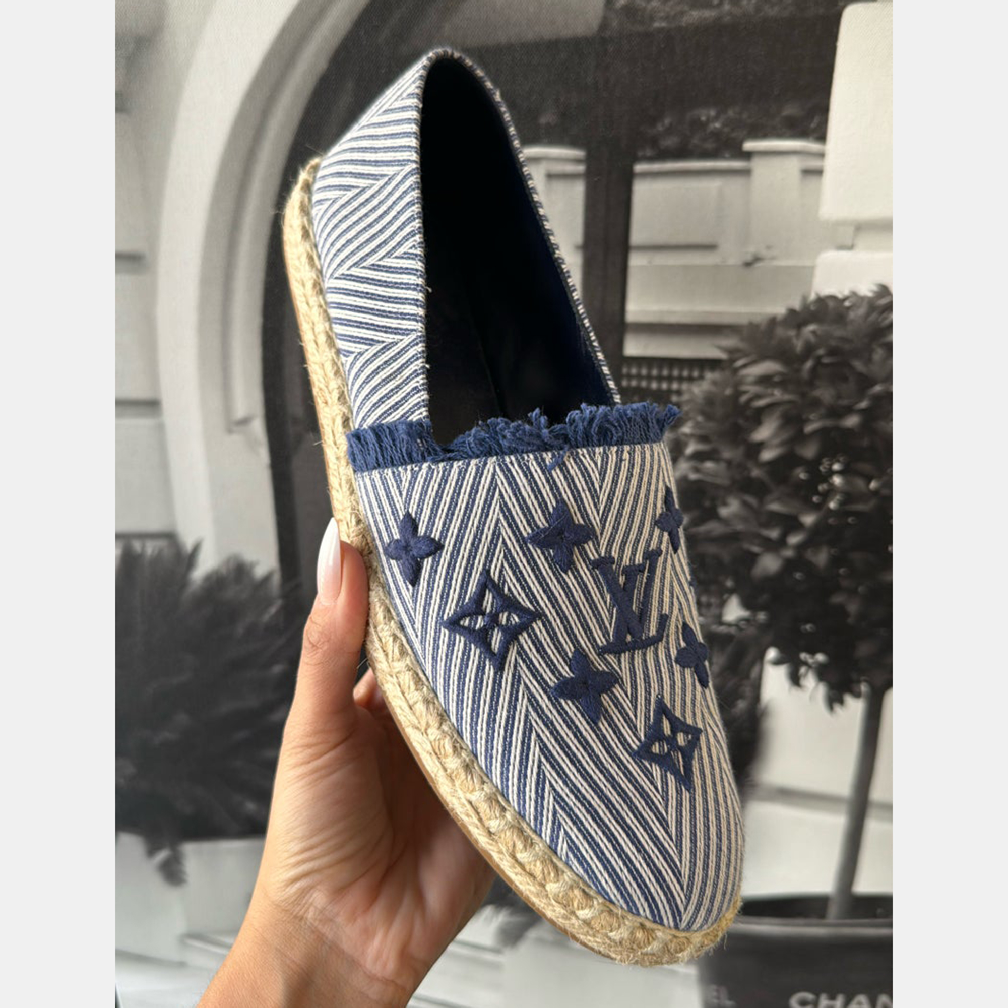 

Louis Vuitton Blue-White Logo Espadrilles