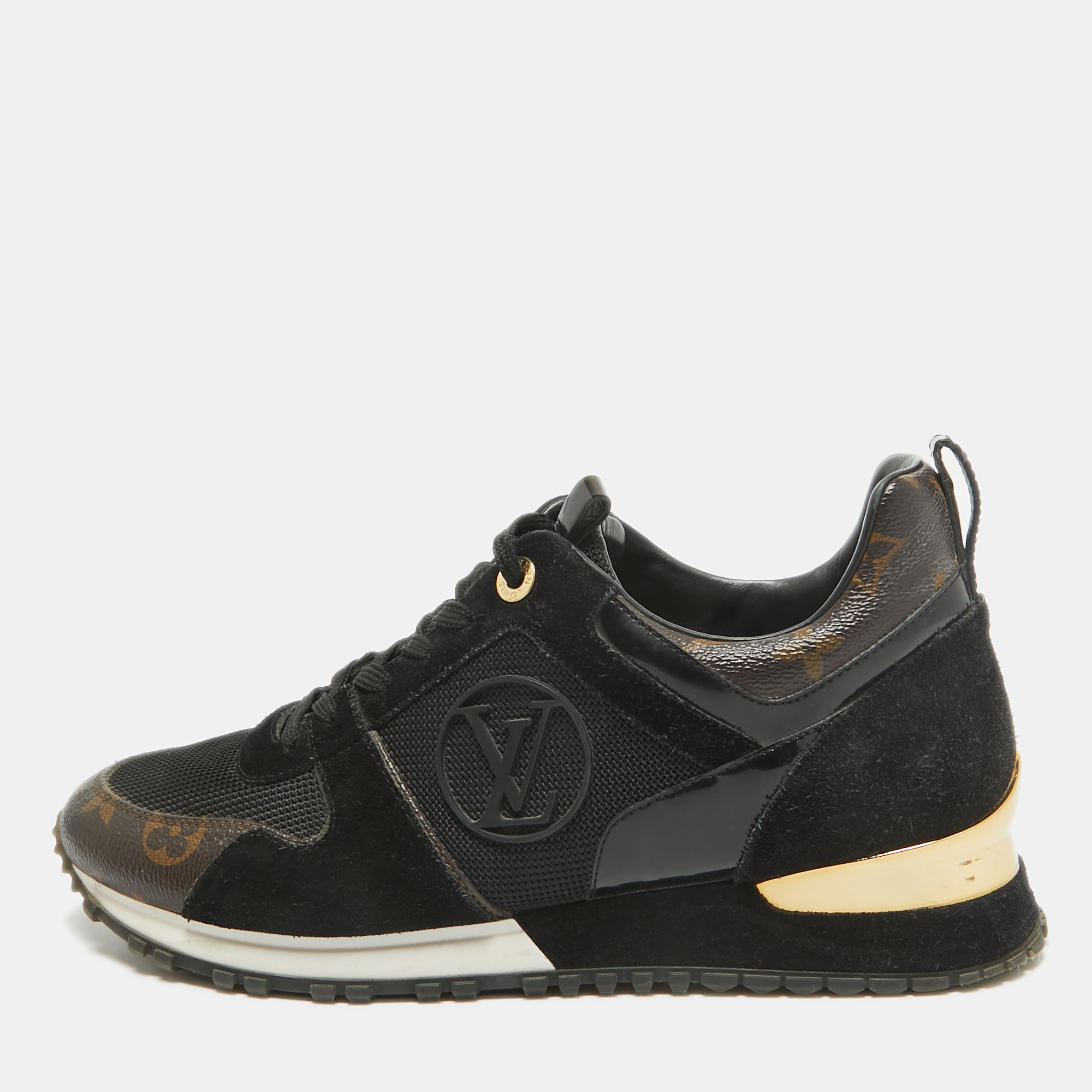 

Louis Vuitton Black/Brown Monogram Coated Canvas and Mesh Run Away Low Top Sneakers Size