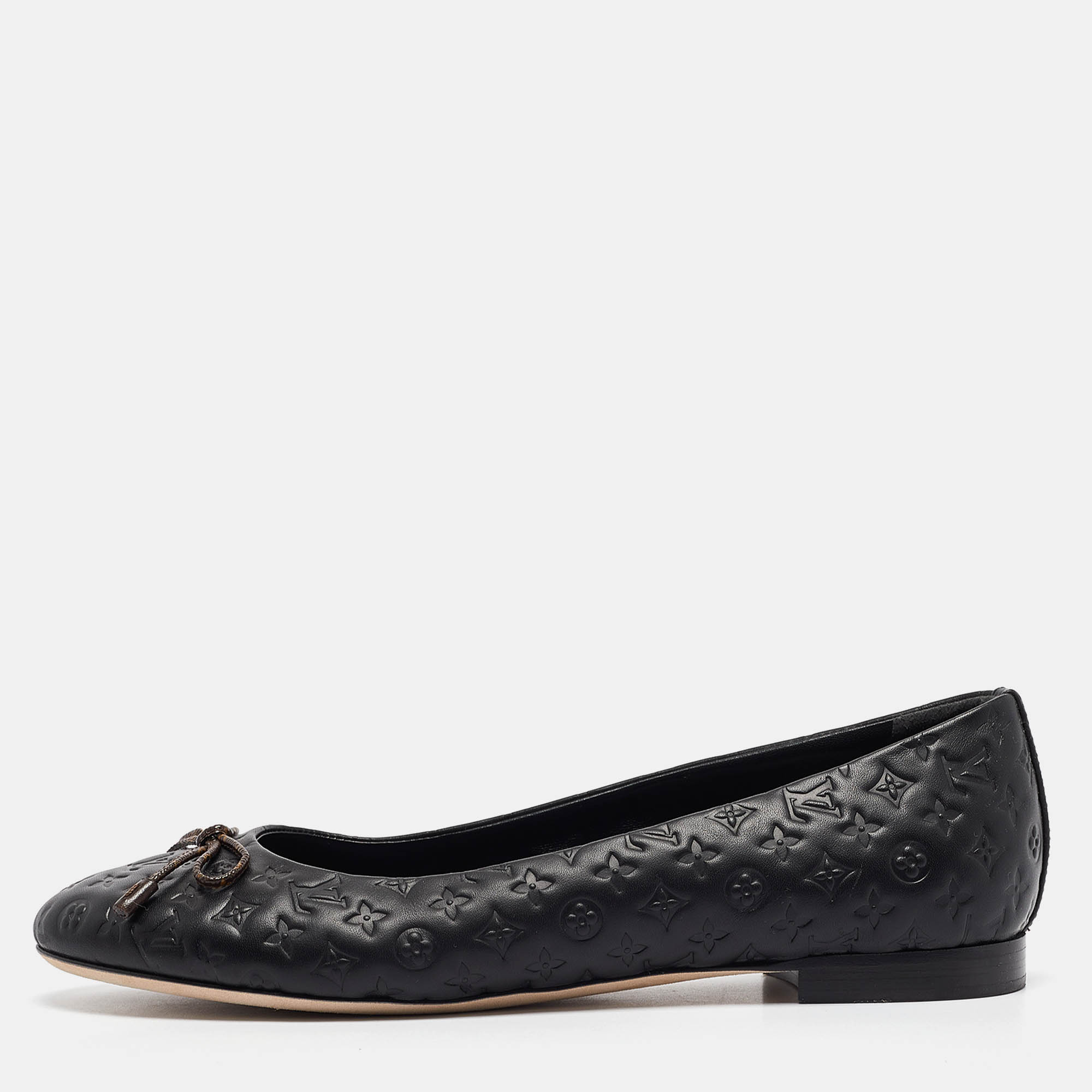 

Louis Vuitton Black Leather Slip On Ballet Flats Size