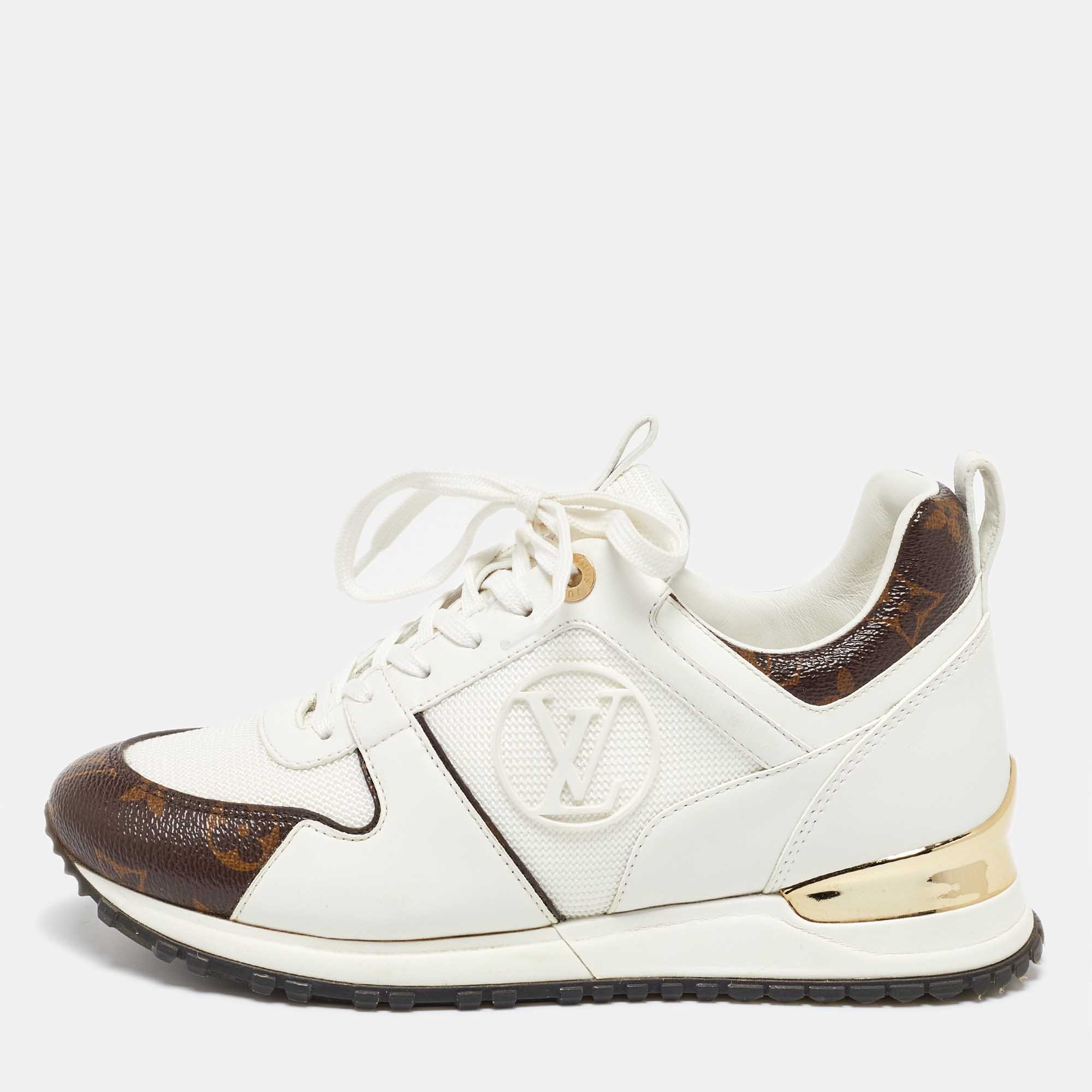 

Louis Vuitton White Mesh, Leather and Monogram Canvas Run Away Sneakers Size