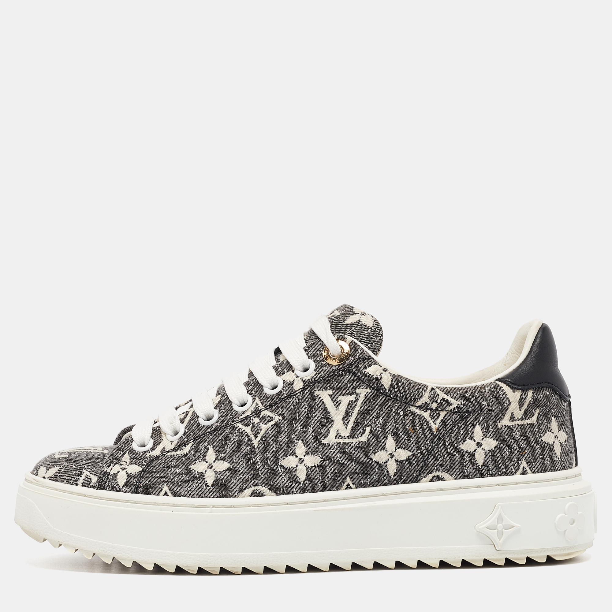 

Louis Vuitton Two Tone Monogram Canvas Time Out Sneakers Size, Black