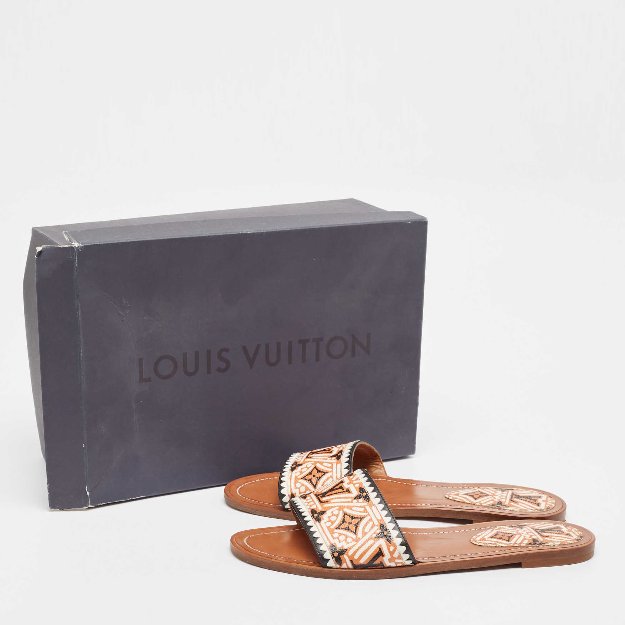 Louis Vuitton Multicolor Canvas and Leather Lock It Flat Sandals Size 40 