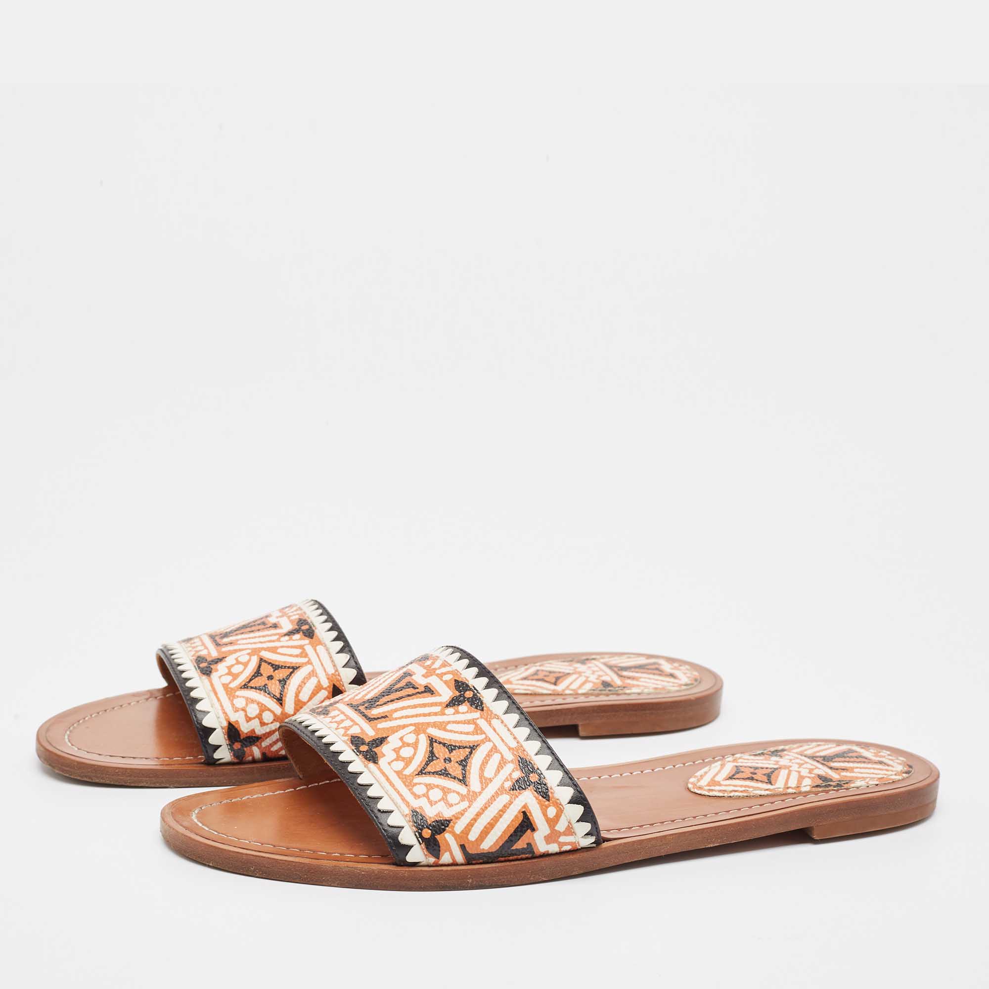 Louis Vuitton Multicolor Canvas and Leather Lock It Flat Sandals Size 40 