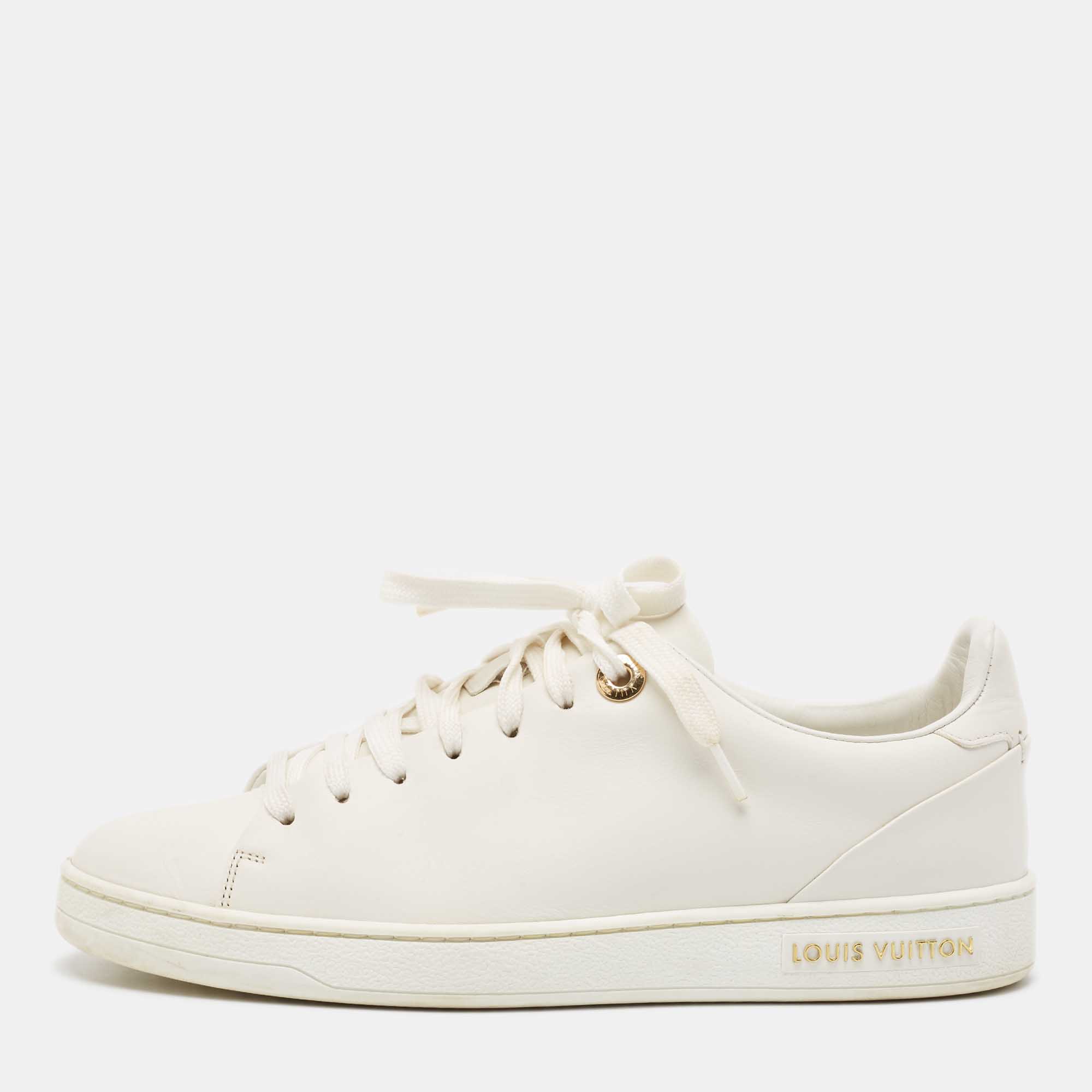 

Louis Vuitton White Leather Frontrow Lace Up Sneakers Size