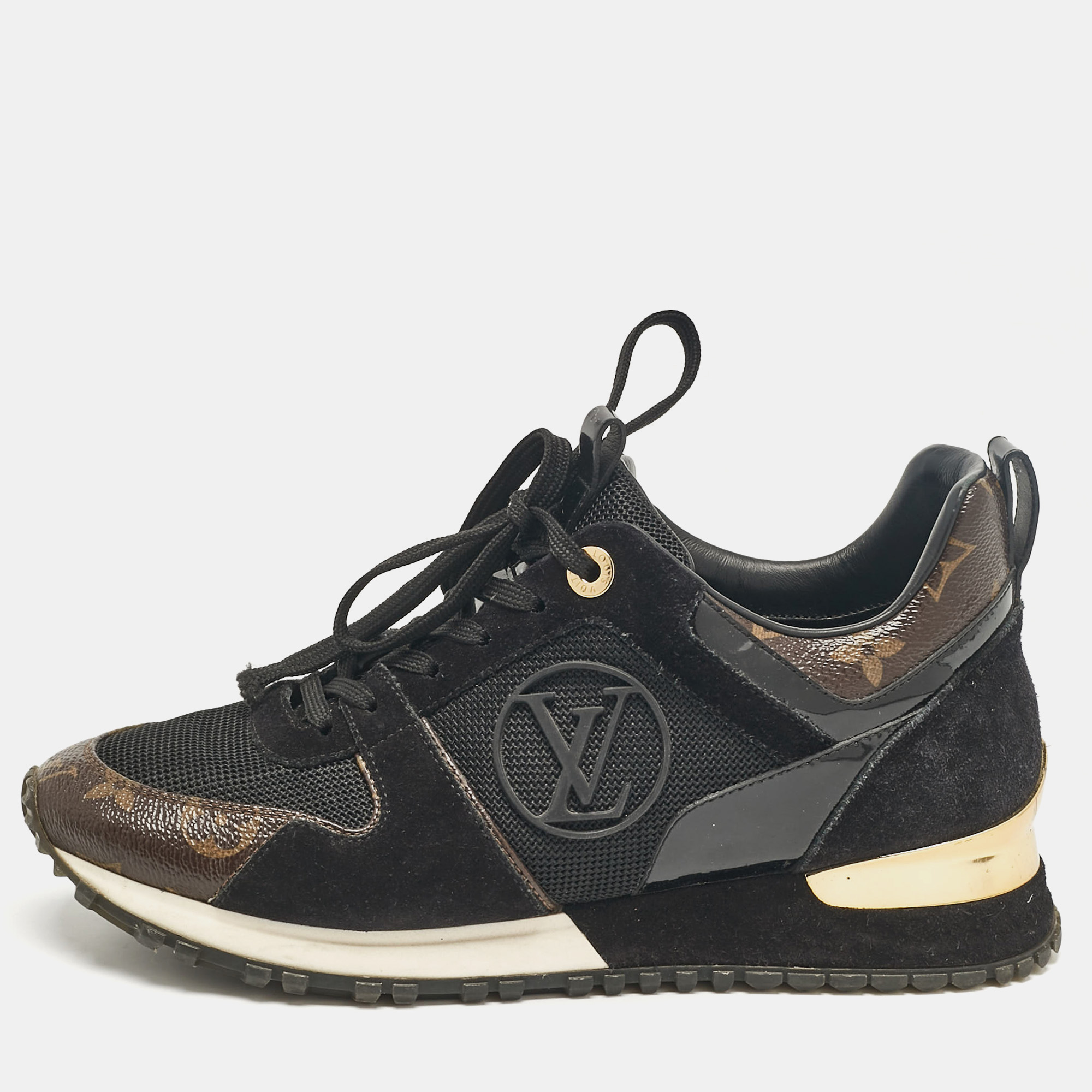 

Louis Vuitton Black/Brown Canvas and Suede Run Away Low Top Sneakers Size