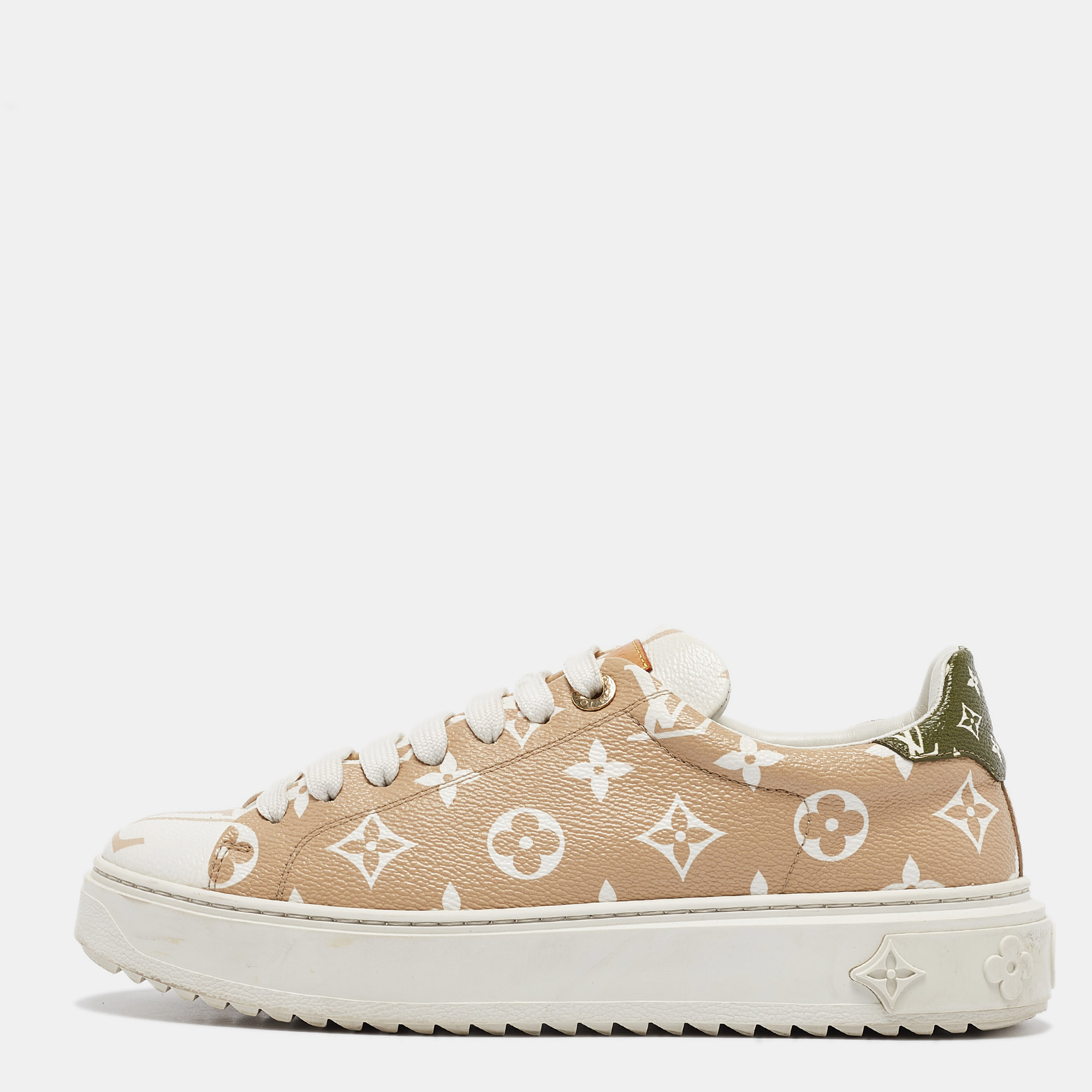 

Louis Vuitton Beige Canvas Time Out Lace Up Sneakers Size