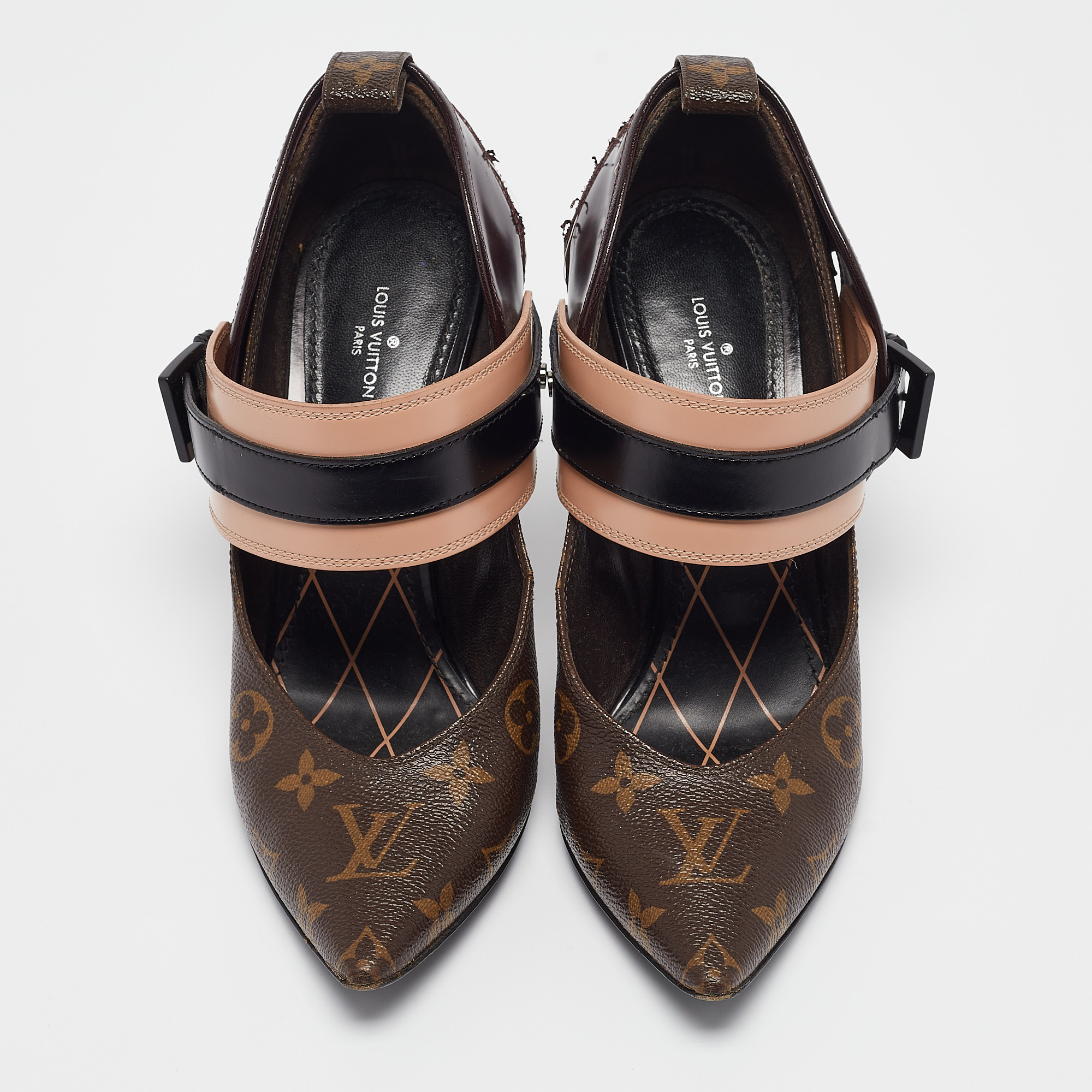 Louis Vuitton Brown Monogram Canvas and Leather Pointed Toe Pumps Size 38 