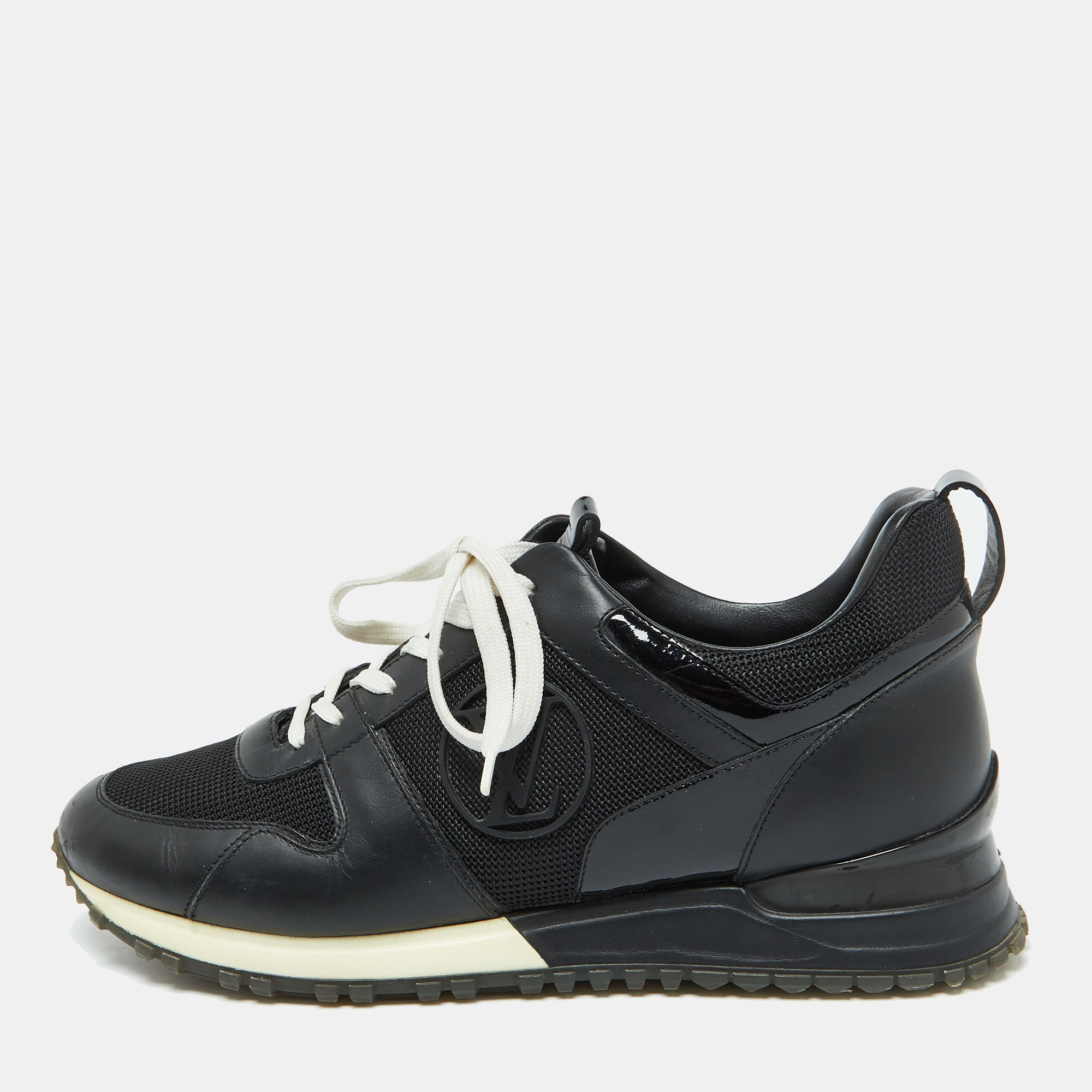 

Louis Vuitton Black Leather and Mesh Run Away Sneakers Size