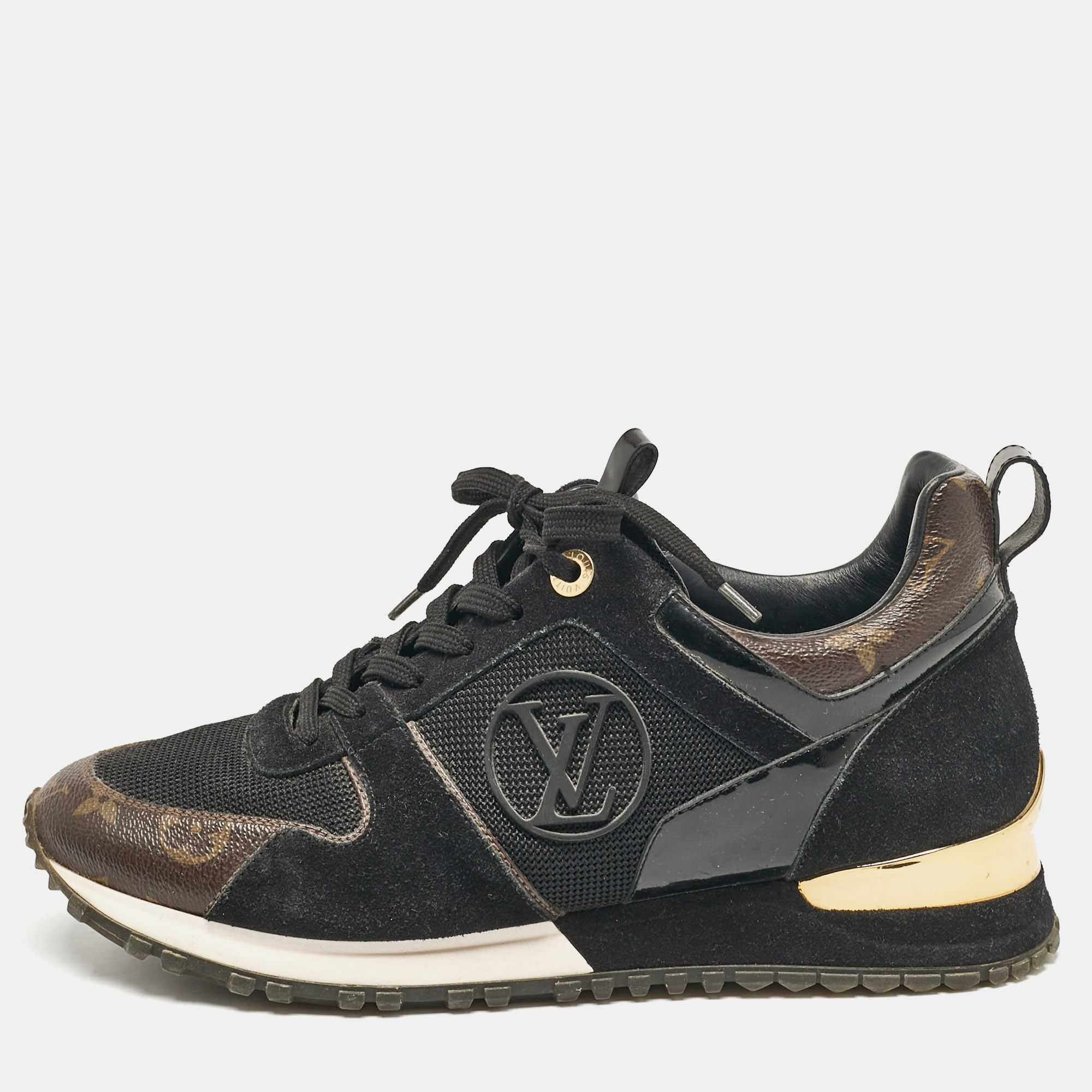 

Louis Vuitton Brown/Black Monogram Canvas and Mesh Run Away Sneakers Size