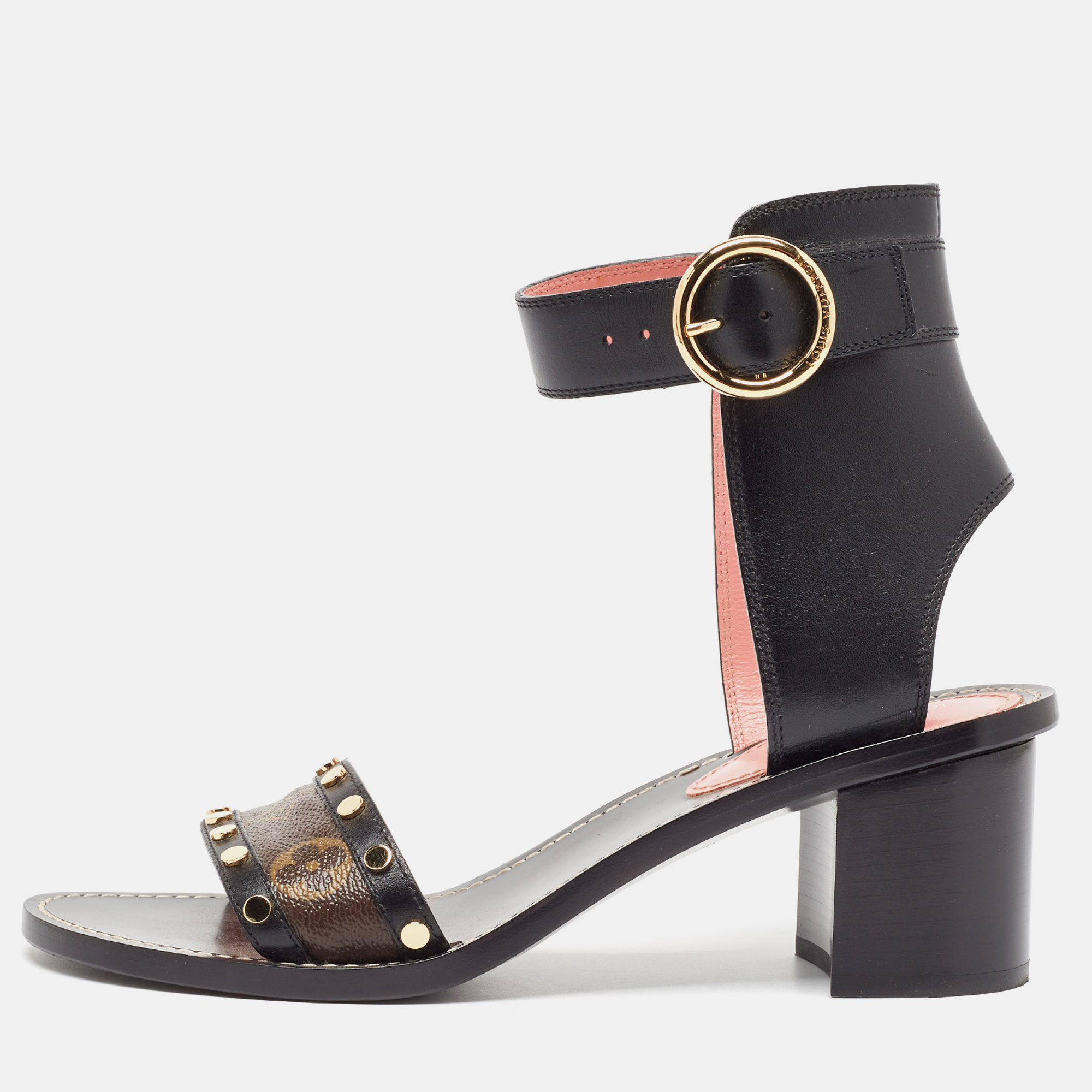 

Louis Vuitton Black Canvas and Leather Passenger Ankle Strap Sandals