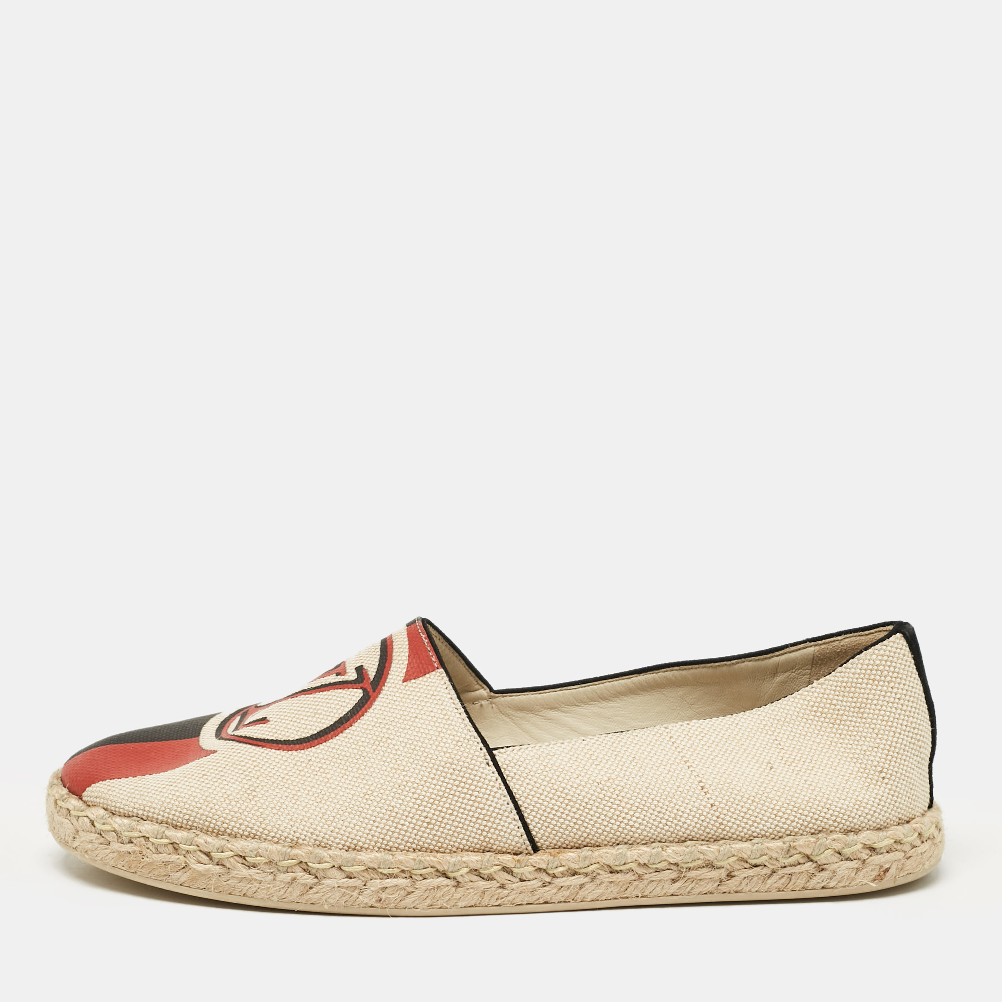 

Louis Vuitton Beige Canvas Postcard Espadrille Flats Size