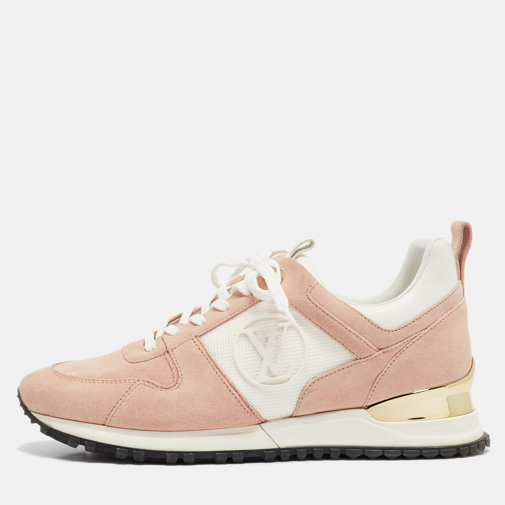 

Louis Vuitton Pink/White Mesh and Suede Run Away Sneakers Size