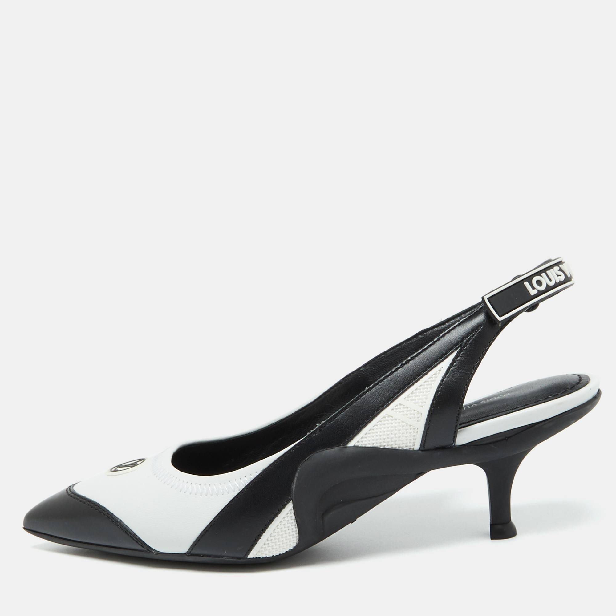 

Louis Vuitton Black/White Leather Archlight Slingback Pumps Size