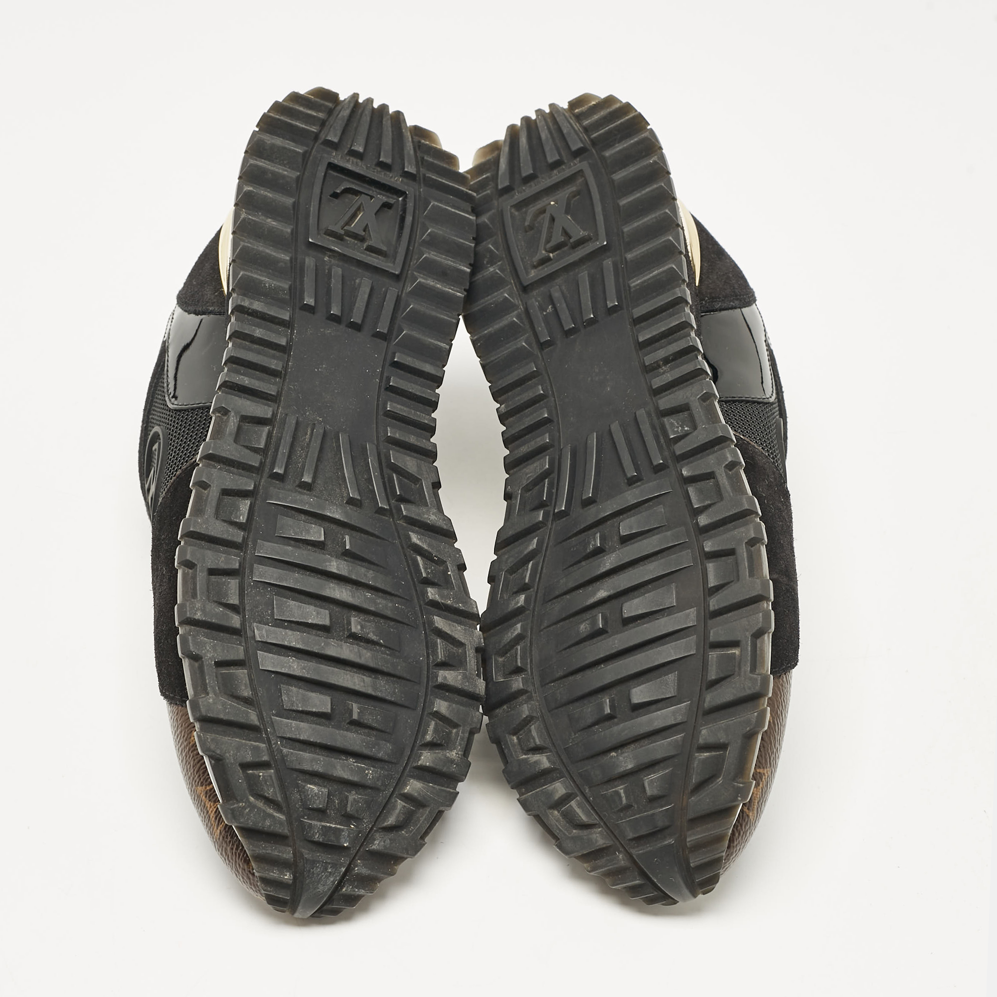 Louis Vuitton Black/Brown Mesh and Monogram Canvas Run Away Sneakers Size 38 