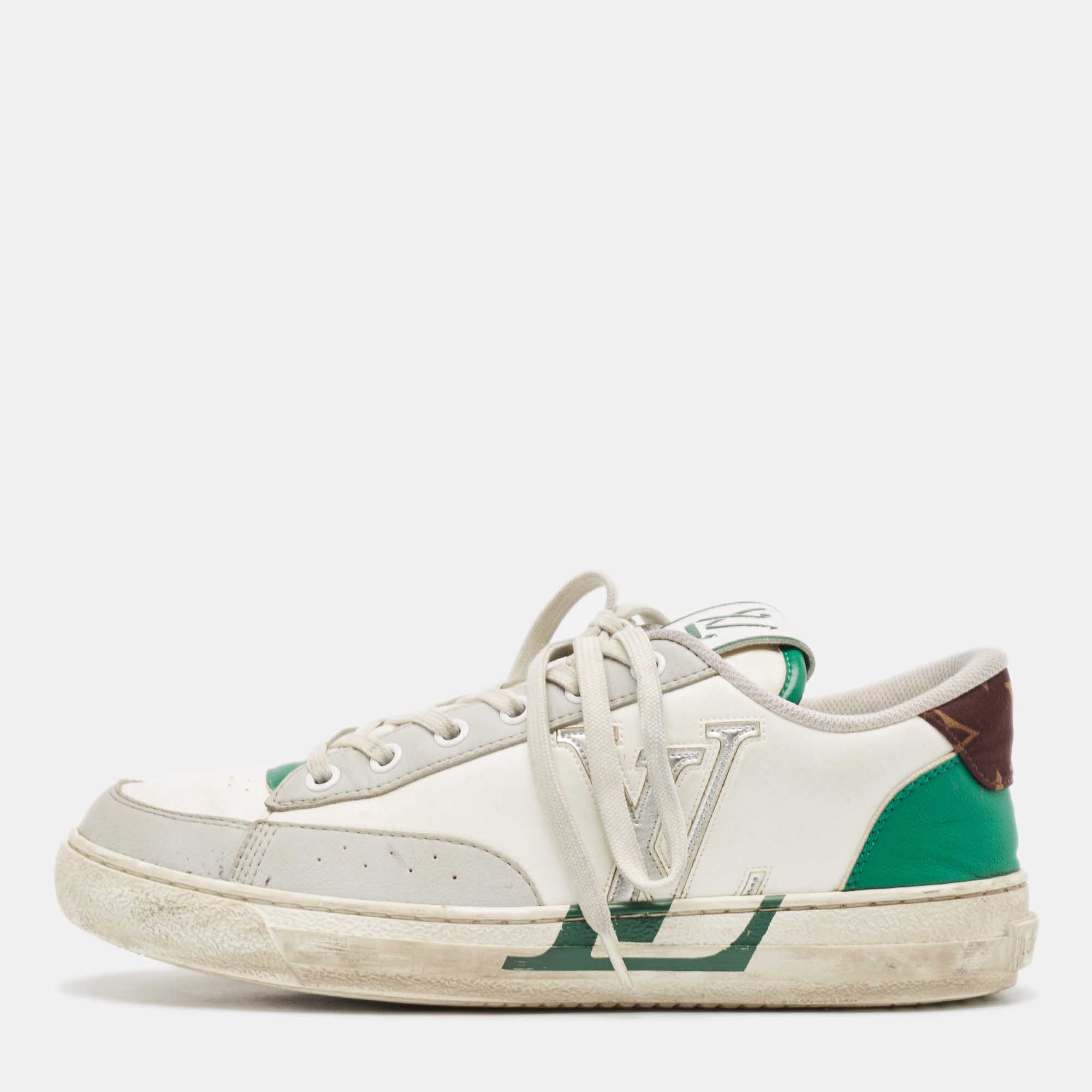 

Louis Vuitton White/Green Leather Charlie Sneakers Size