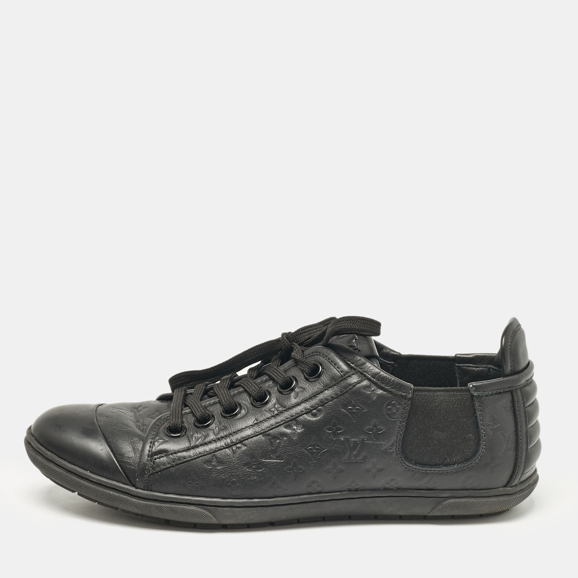 

Louis Vuitton Black Leather and Rubber Empreinte Low Top Sneakers Size