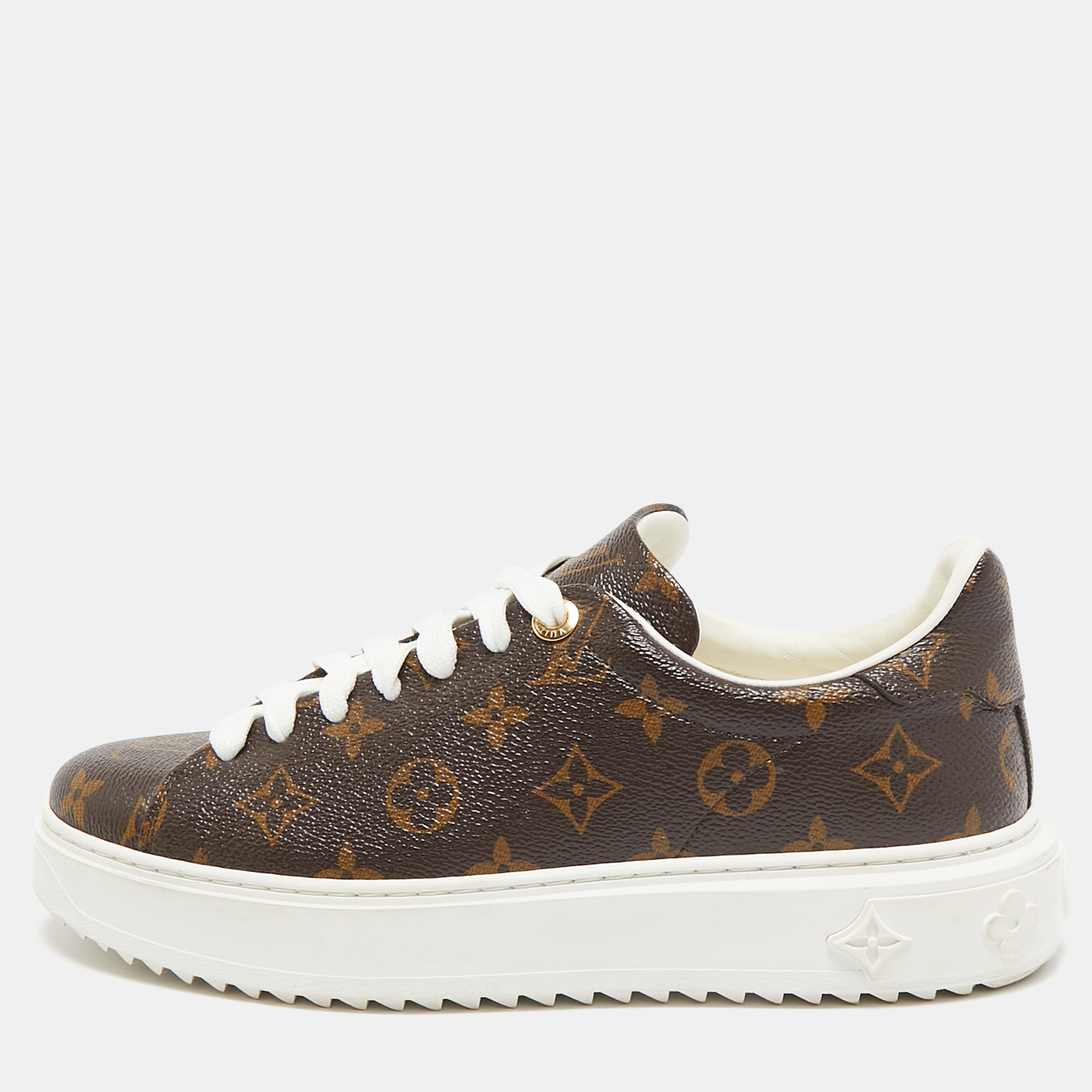 

Louis Vuitton Brown Monogram Canvas Time Out Lace Up Sneakers Size