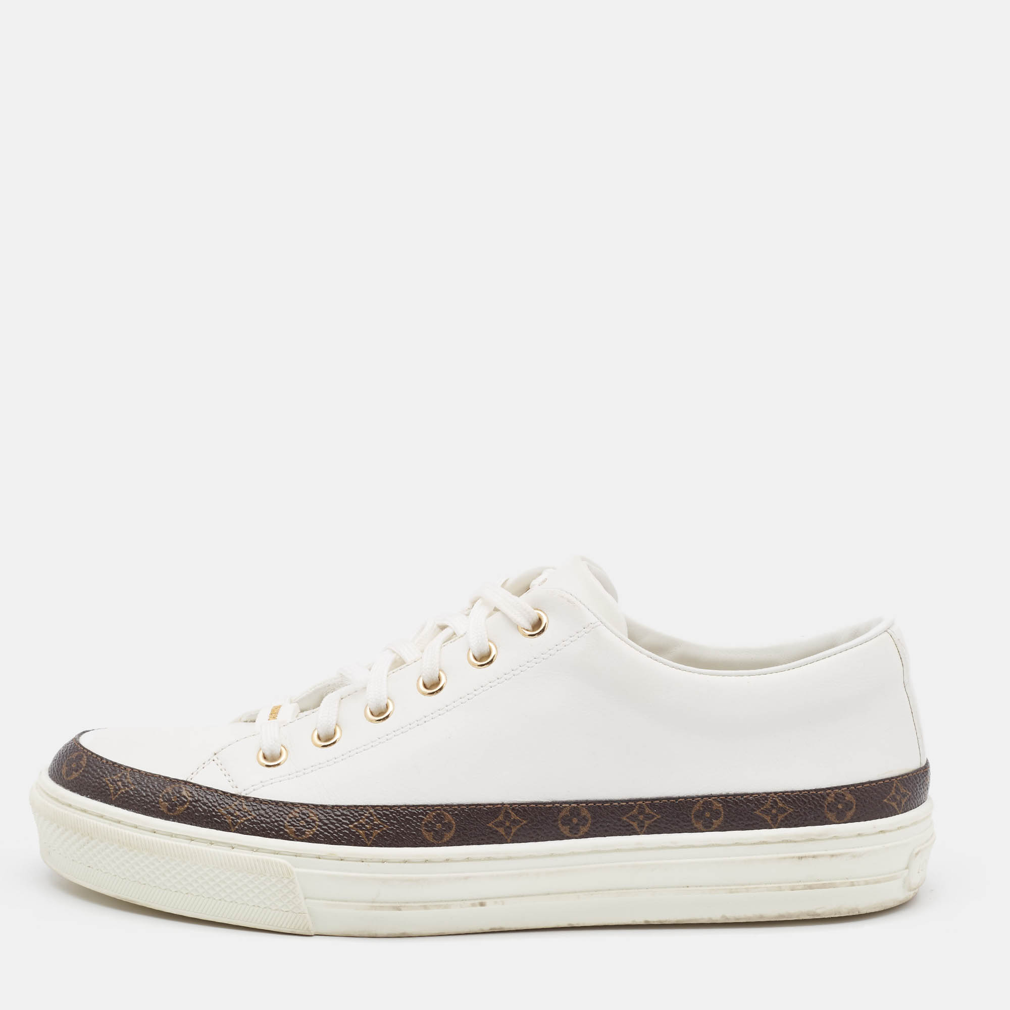 

Louis Vuitton White Leather Monogram Stellar Low Top Sneakers Size