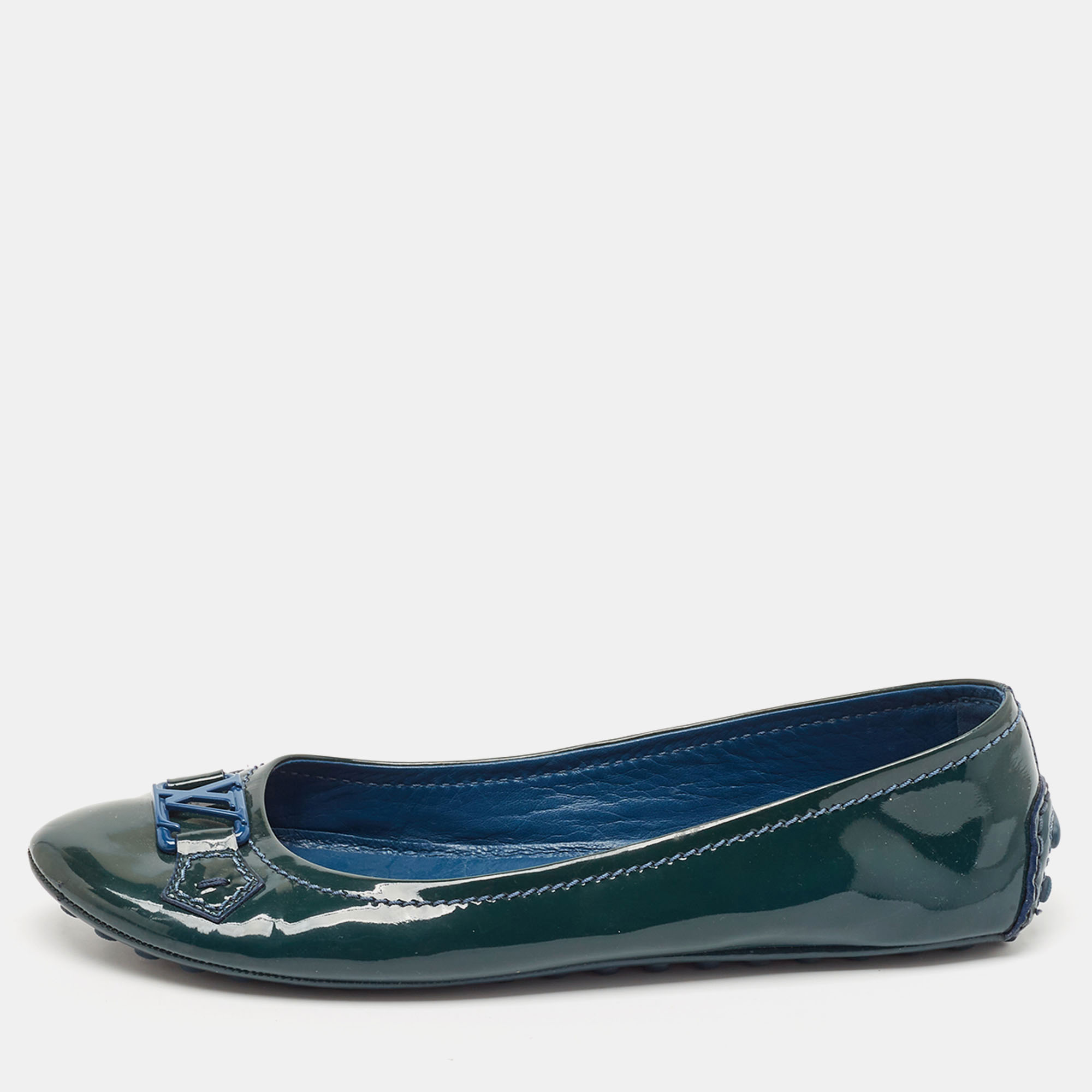 

Louis Vuitton Green Patent Leather Oxford Ballet Flats Size