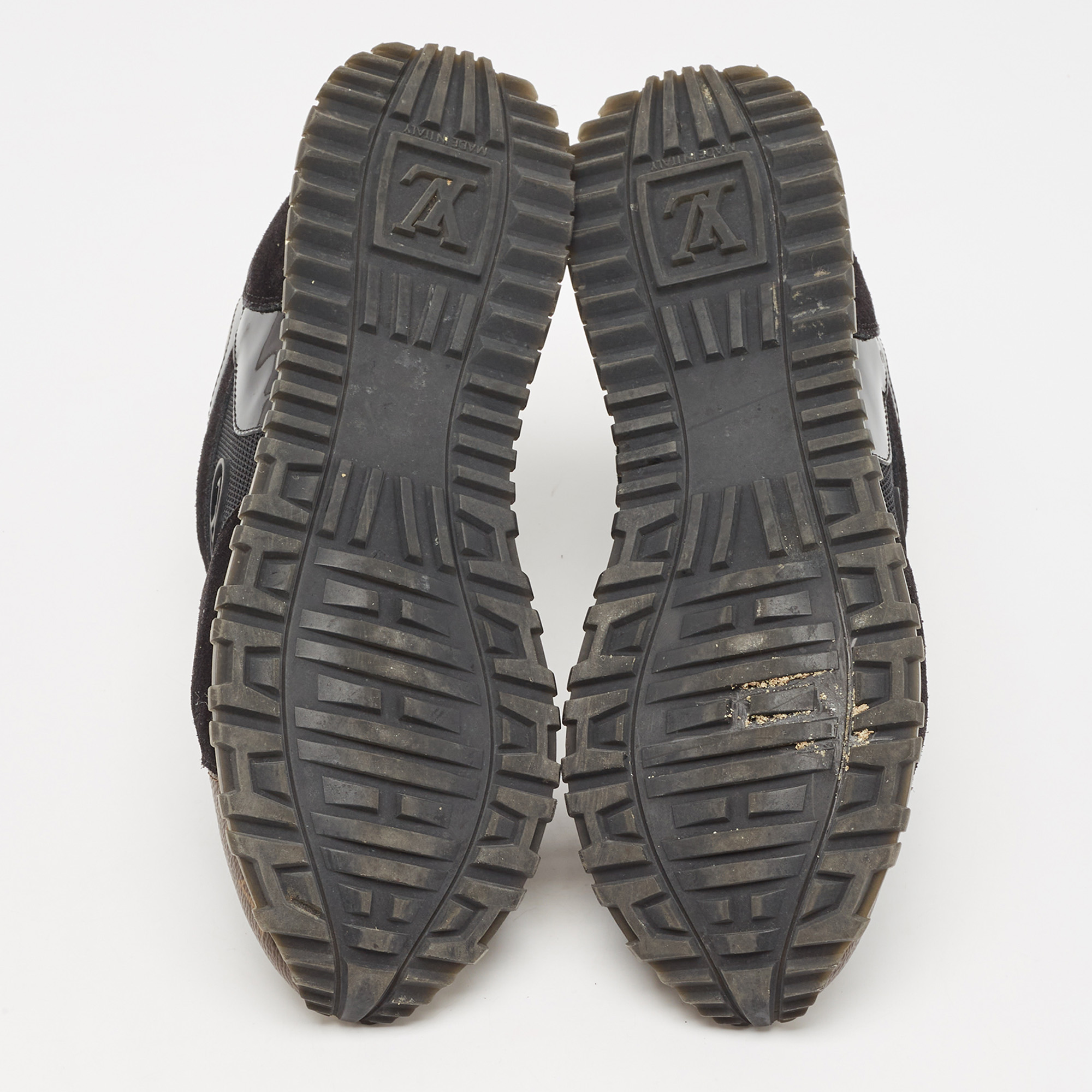 Louis Vuitton Black/Brown Mesh and Monogram Canvas Run Away Sneakers Size 38.5 