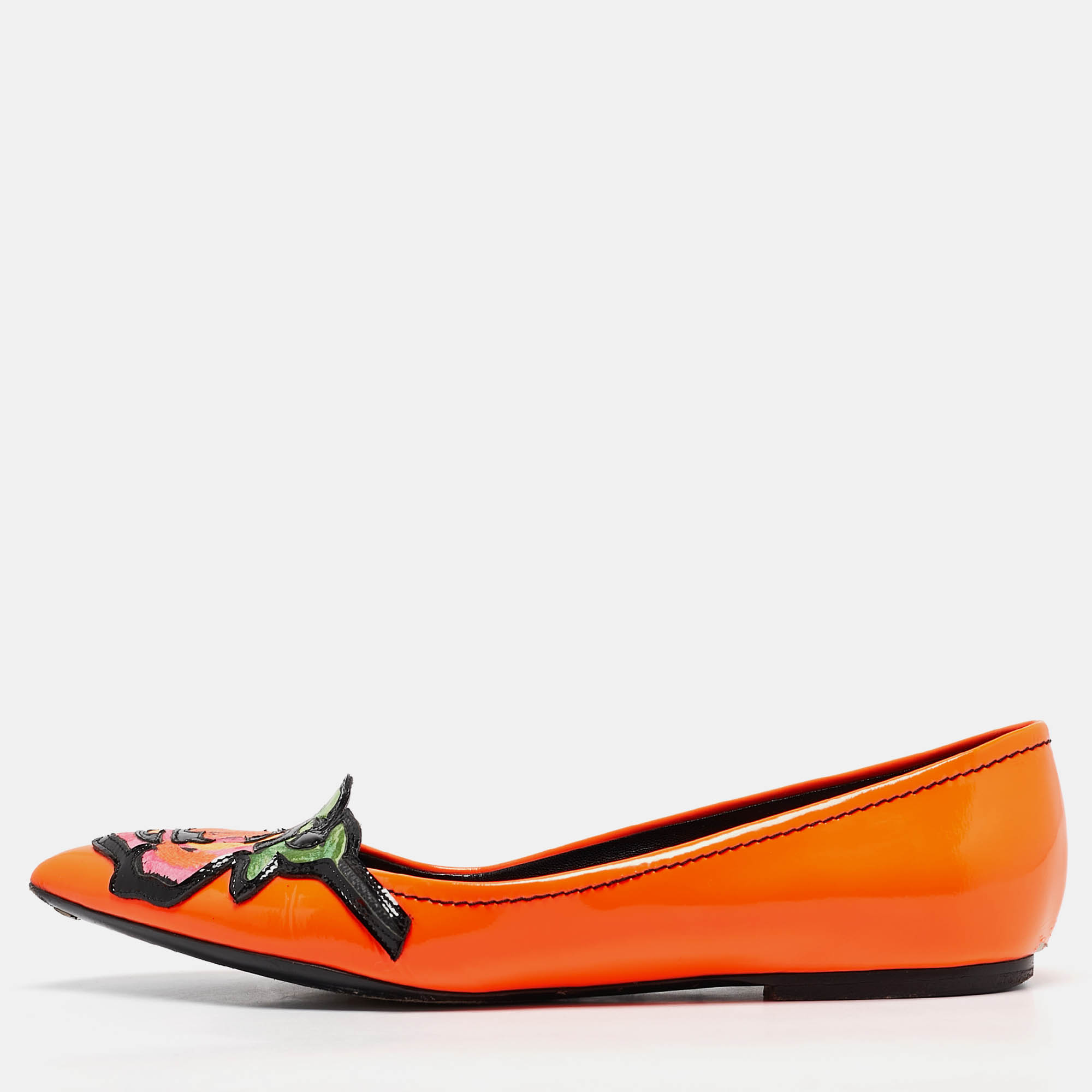 

Louis Vuitton Orange Patent Leather Stephen Sprouse Rose Ballet Flats Size