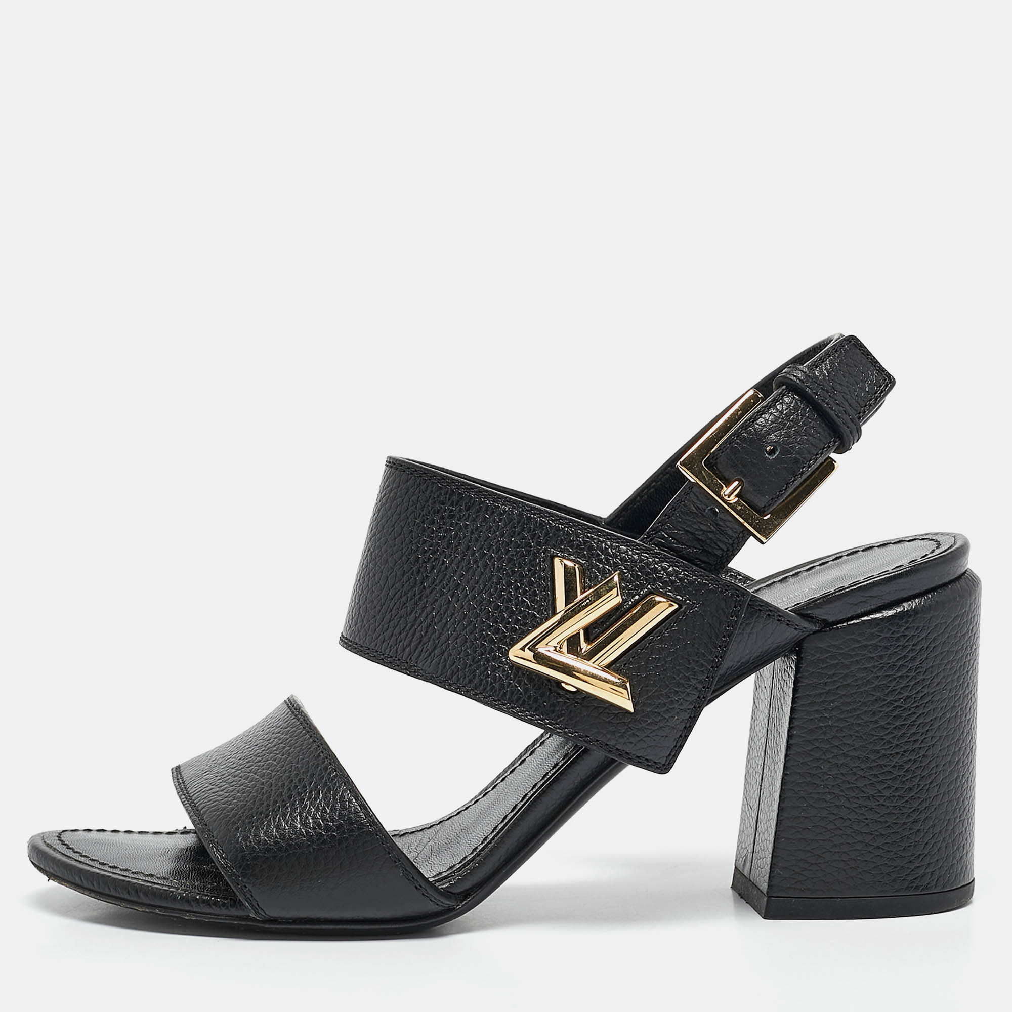 

Louis Vuitton Black Leather Horizon Sandals Size