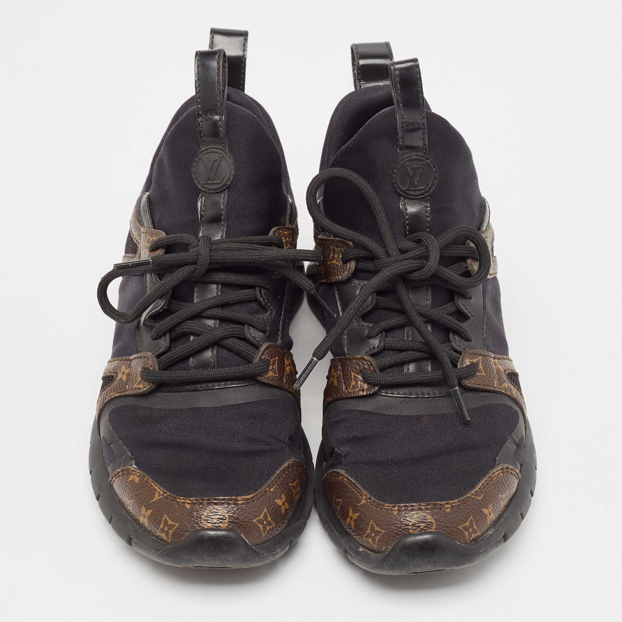 Louis Vuitton Black/Brown Fabric and Monogram Canvas Aftergame Sneakers Size 36 