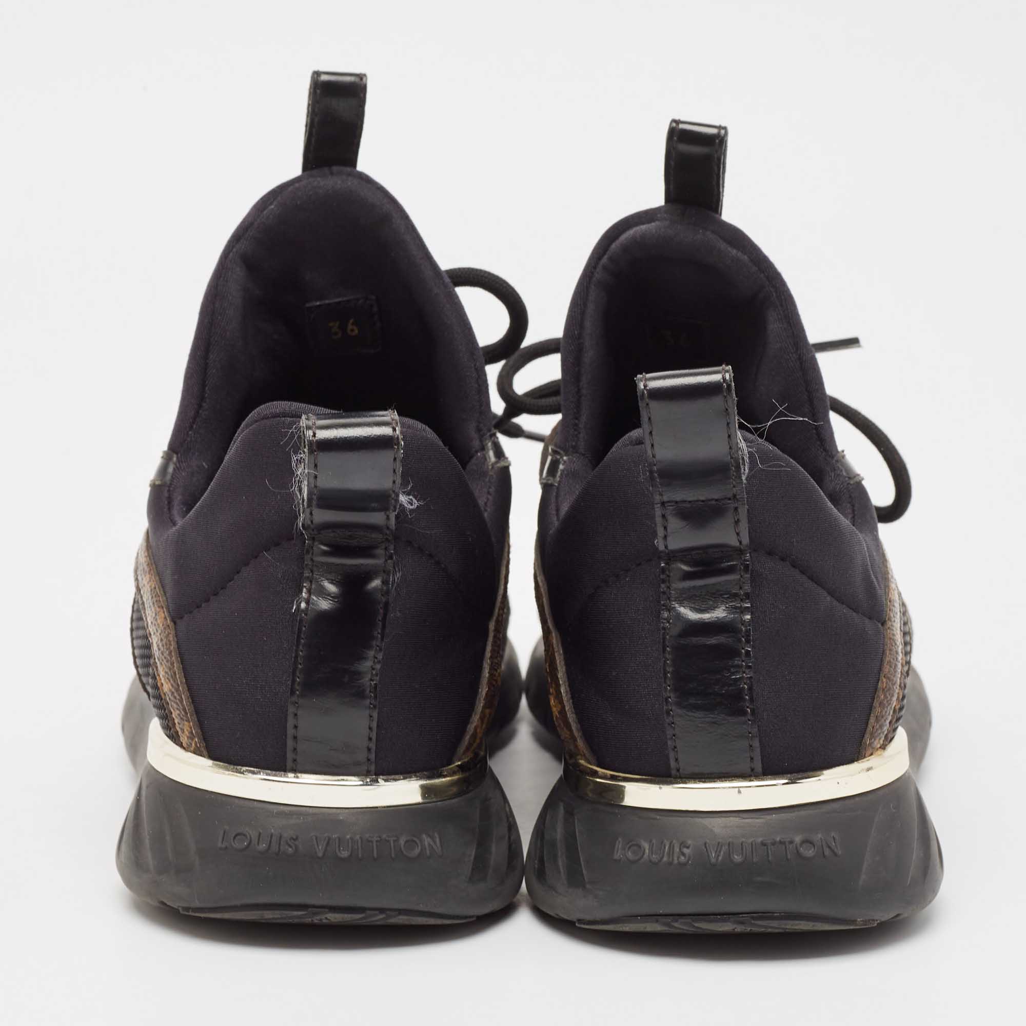 Louis Vuitton Black/Brown Fabric and Monogram Canvas Aftergame Sneakers Size 36 