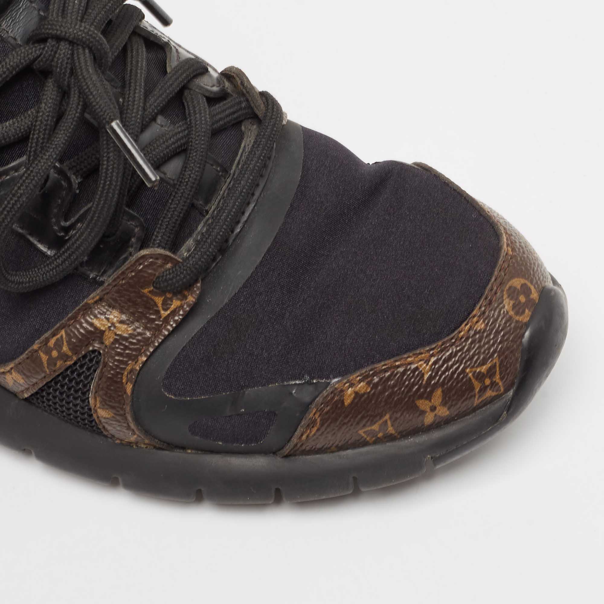 Louis Vuitton Black/Brown Fabric and Monogram Canvas Aftergame Sneakers Size 36 