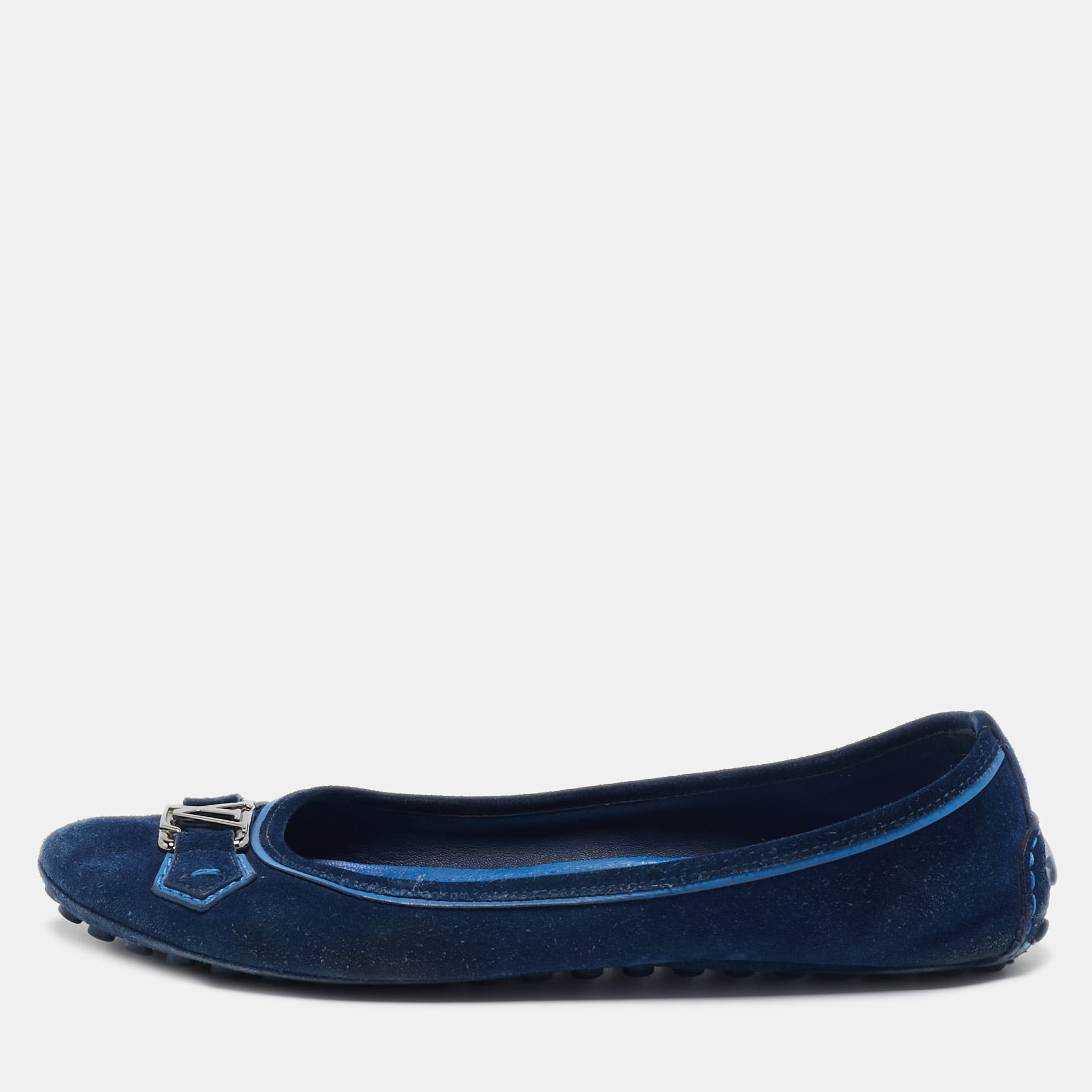 

Louis Vuitton Navy Blue Suede Oxford Ballet Flats Size