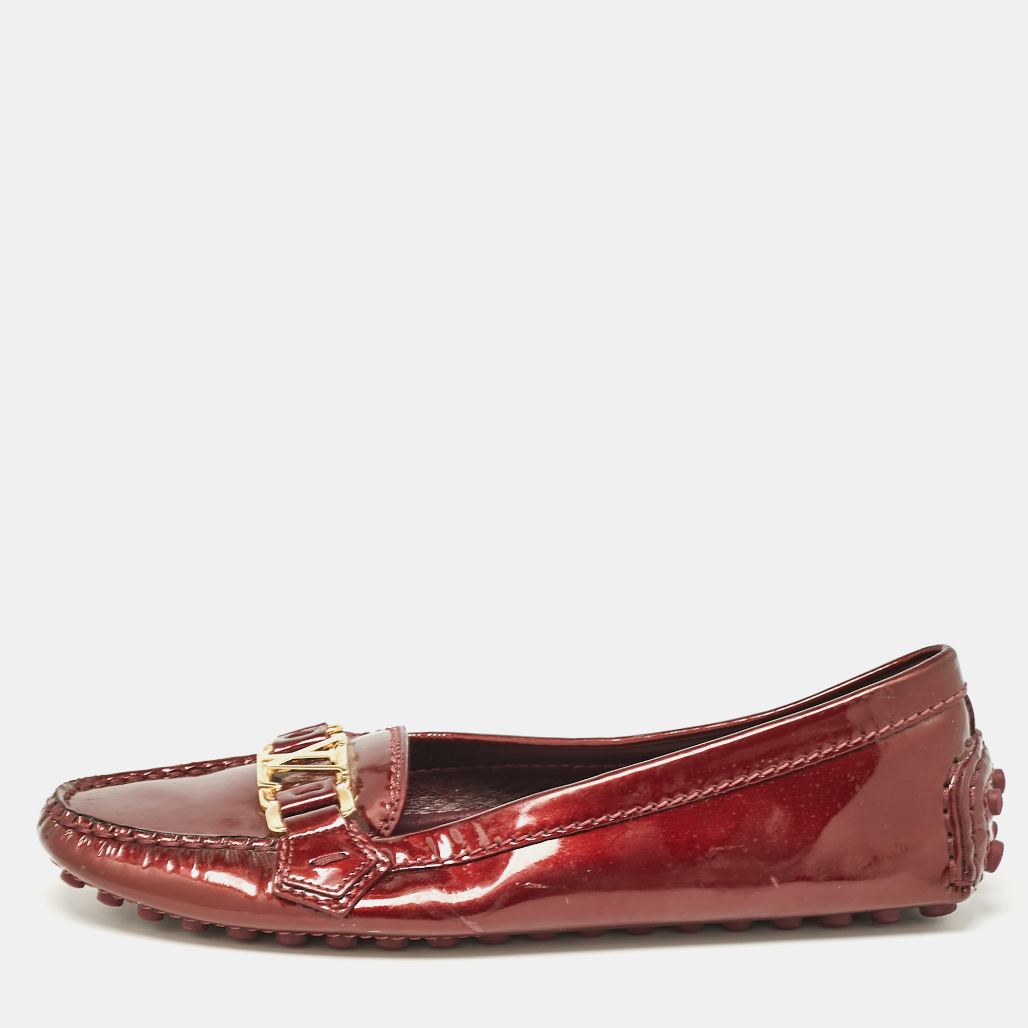 

Louis Vuitton Burgundy Patent Leather Oxford Slip On Loafers Size