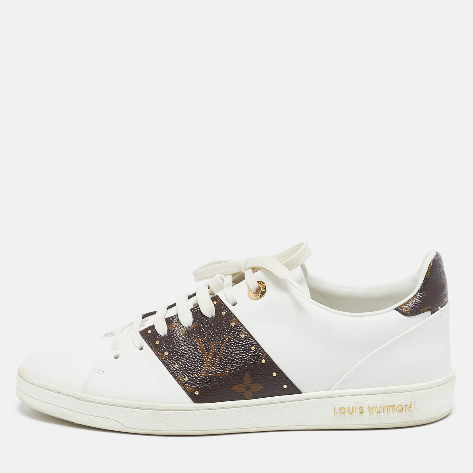 

Louis Vuitton White Leather and Monogram Canvas Time Out Sneakers Size