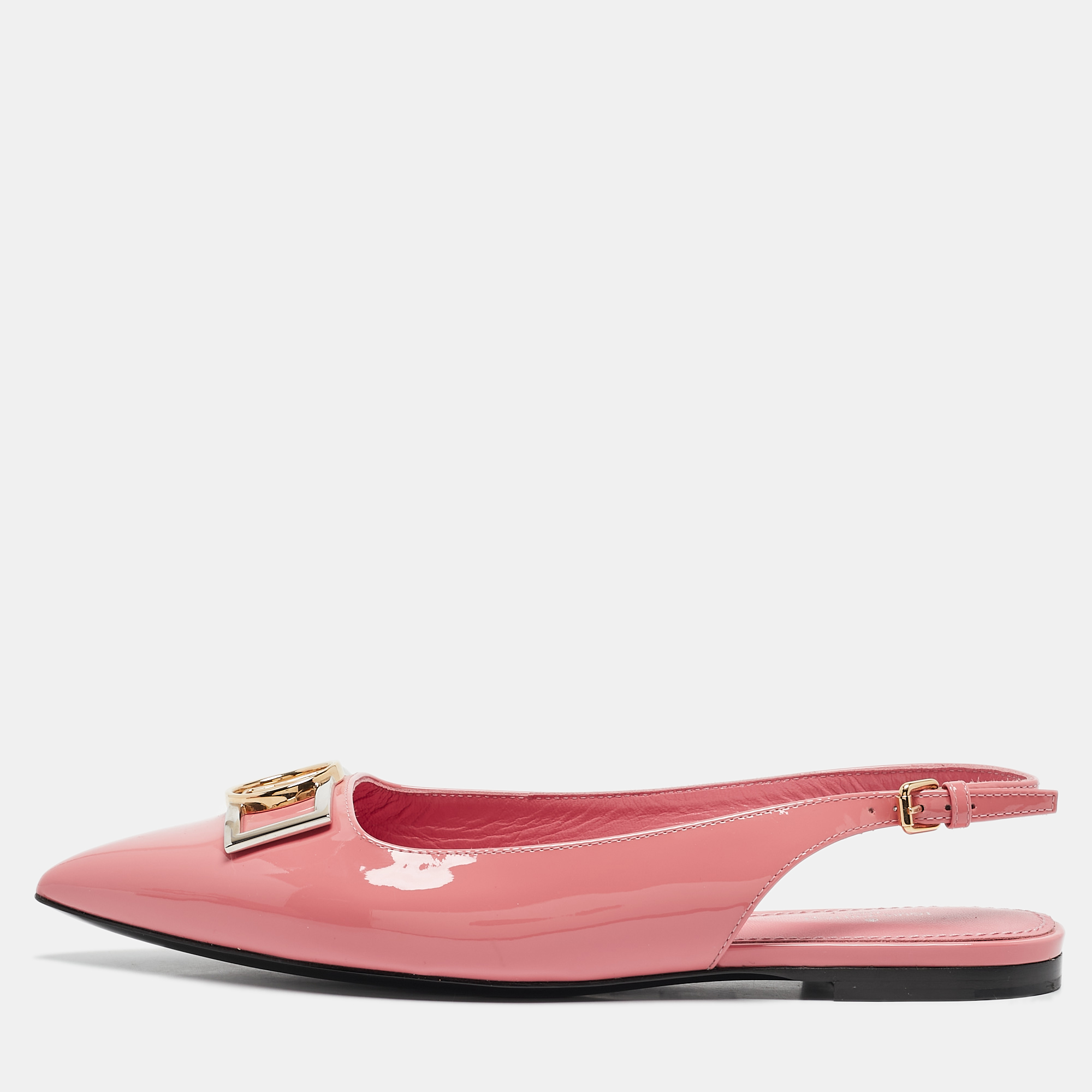 

Louis Vuitton Pink Patent Leather Insider Slingback Flats Size