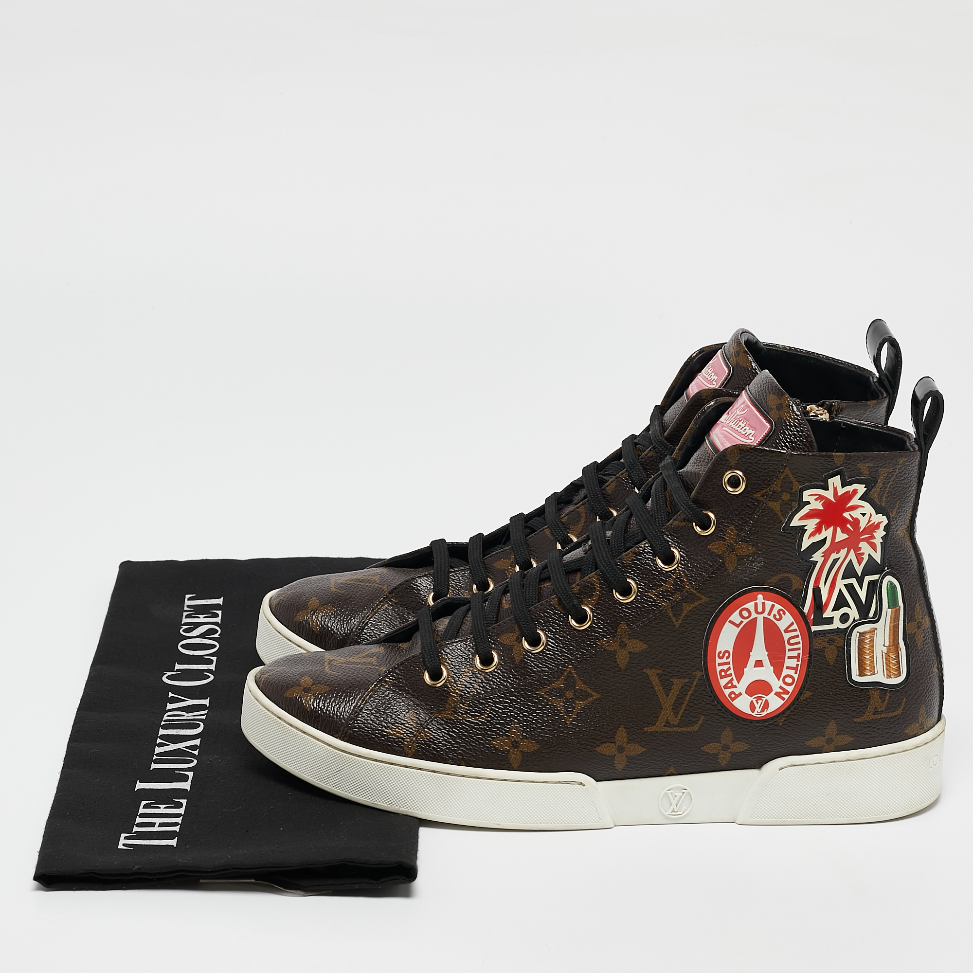 Louis Vuitton Brown Monogram Canvas High Top Sneakers Size 39 
