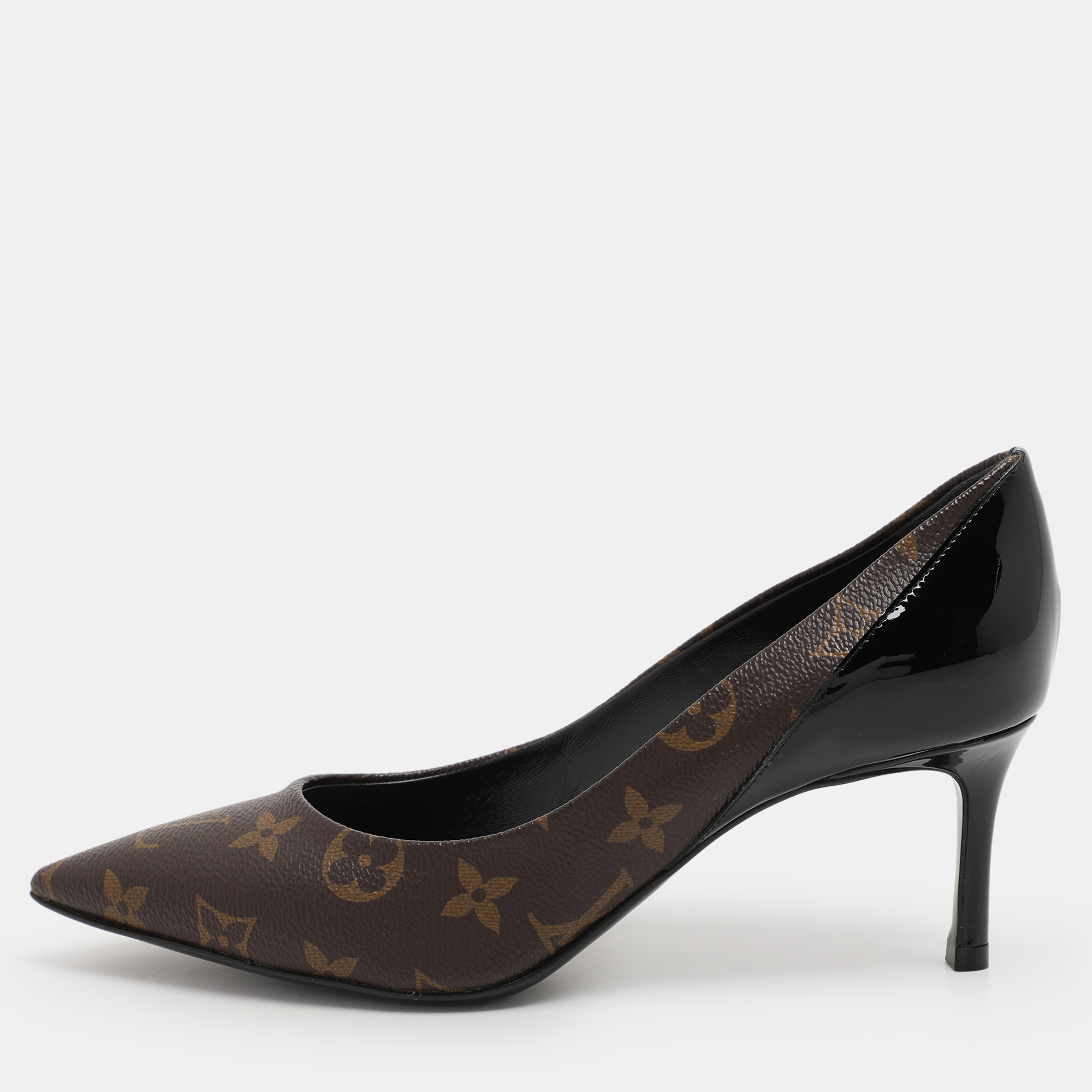 

Louis Vuitton Monogram Canvas And Patent Leather Cherie Pumps Size, Brown