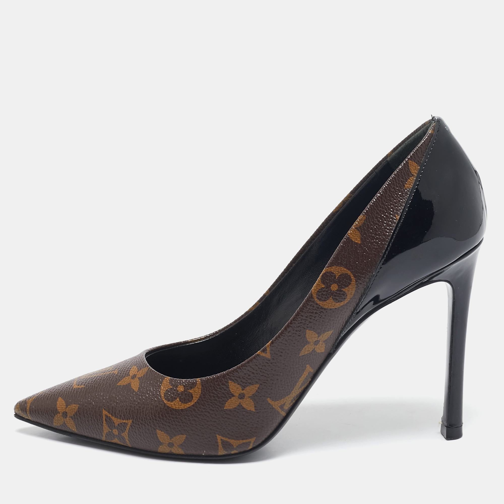 

Louis Vuitton Monogram Canvas and Patent Leather Chérie Pumps Size, Brown