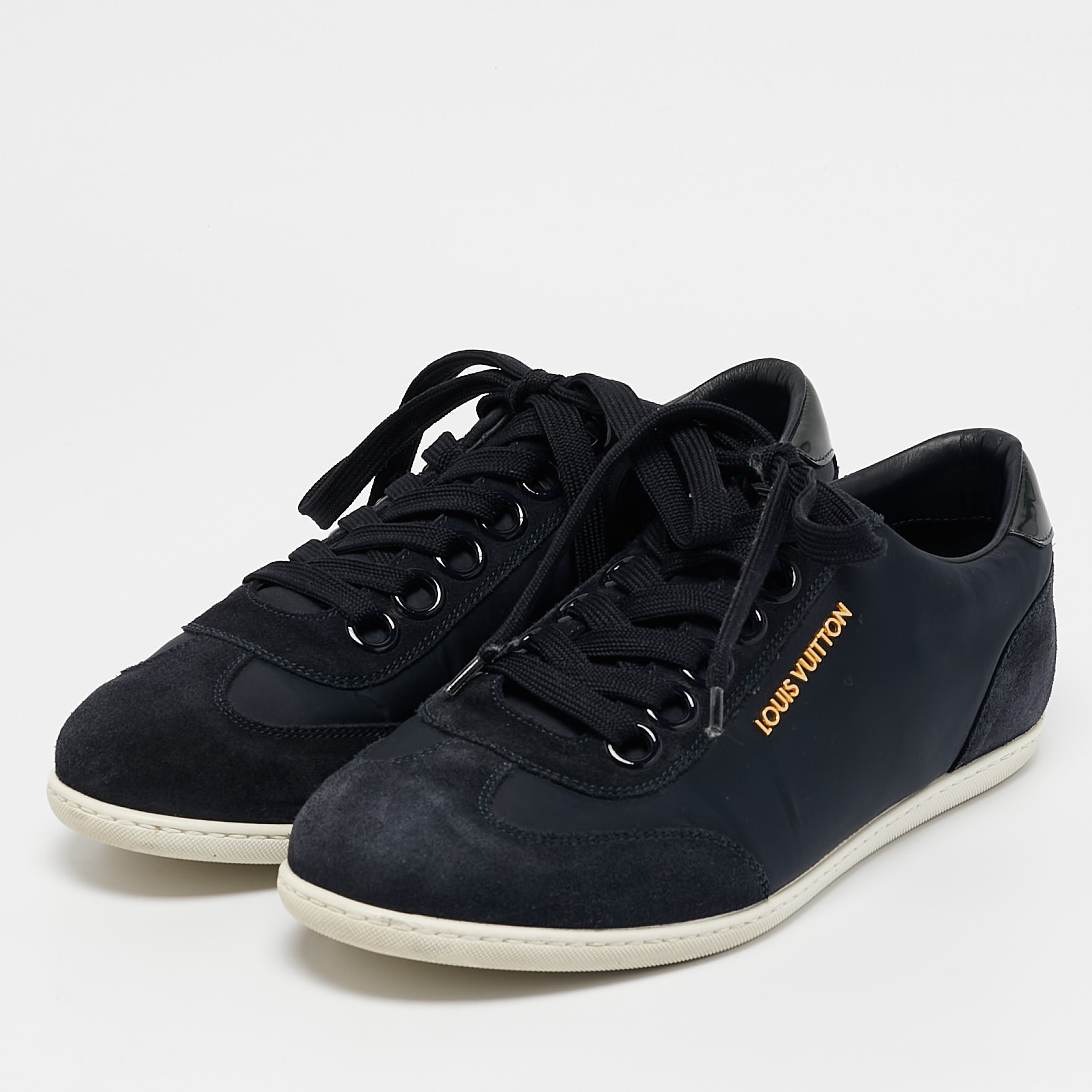 Louis Vuitton Navy Blue Suede and Nylon Low-Top Sneakers Size 39 