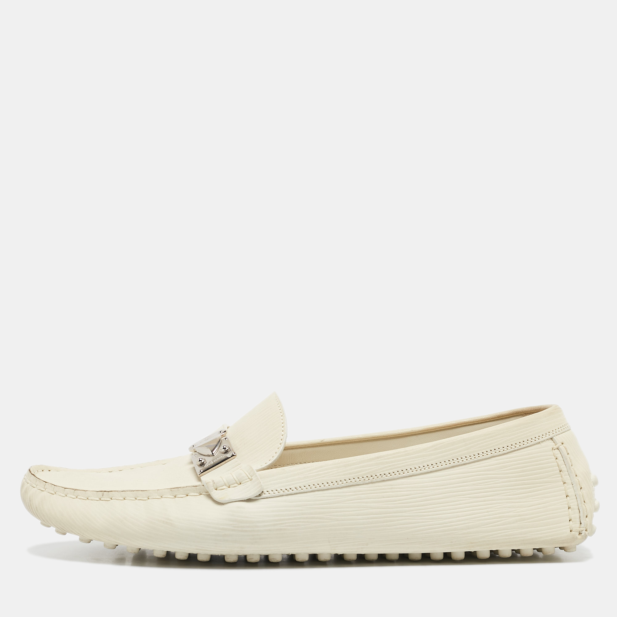 

Louis Vuitton Cream Nubuck Leather Lombok Slip On Loafers Size