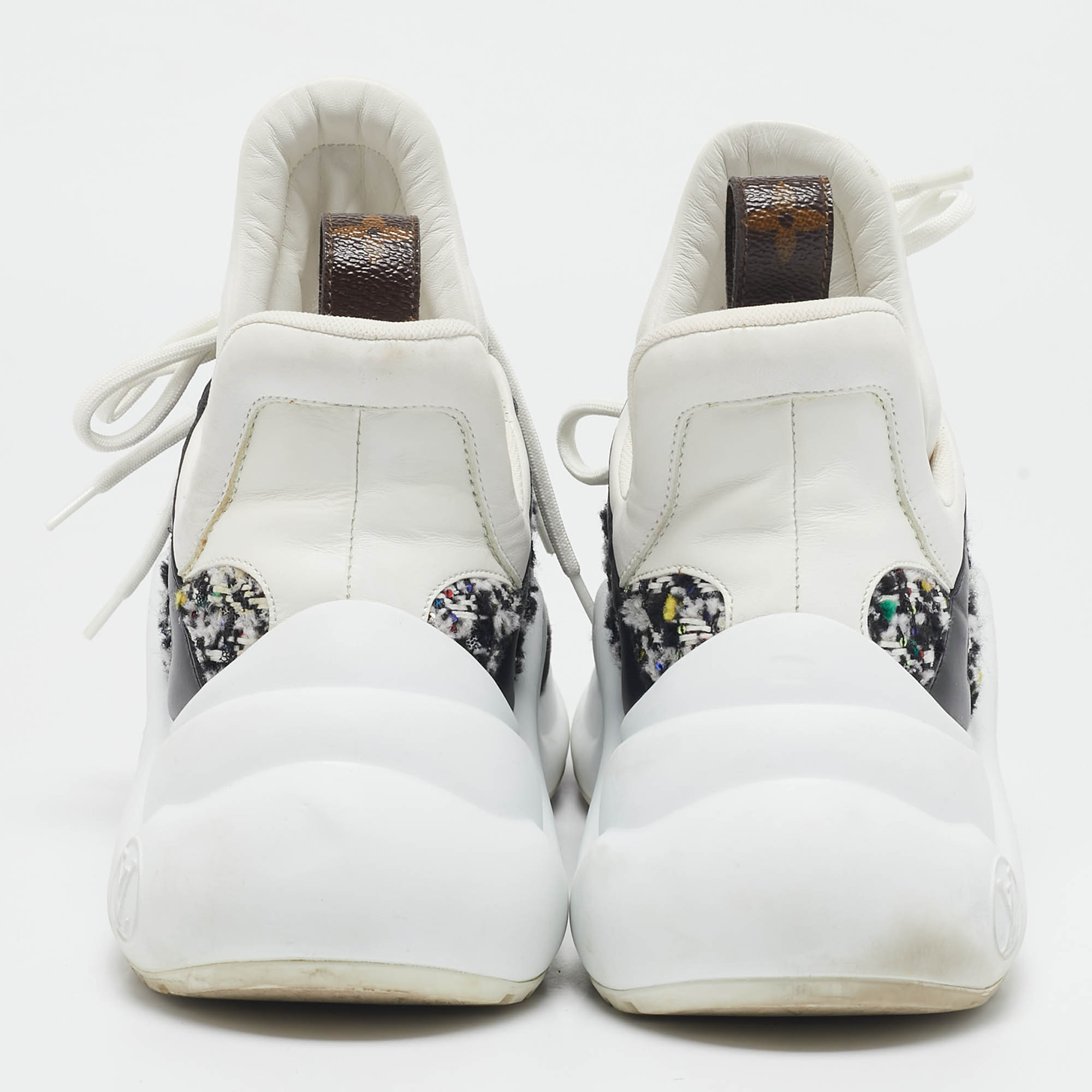 Louis Vuitton Multicolor Leather and Tweed Archlight High Top Sneakers Size 40 