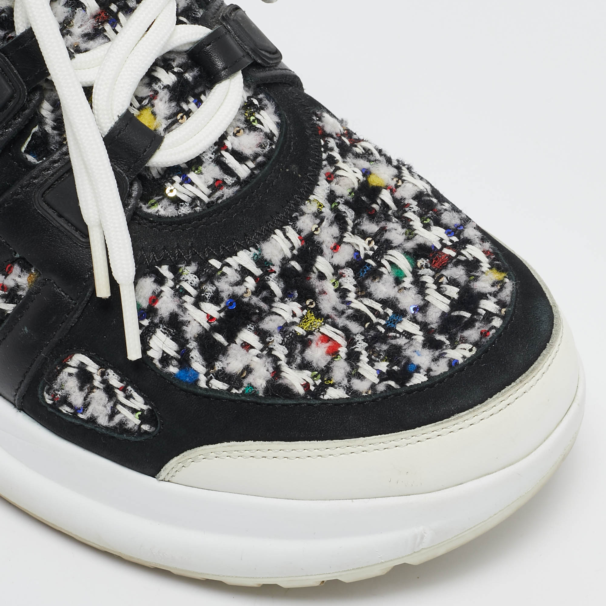 Louis Vuitton Multicolor Leather and Tweed Archlight High Top Sneakers Size 40 