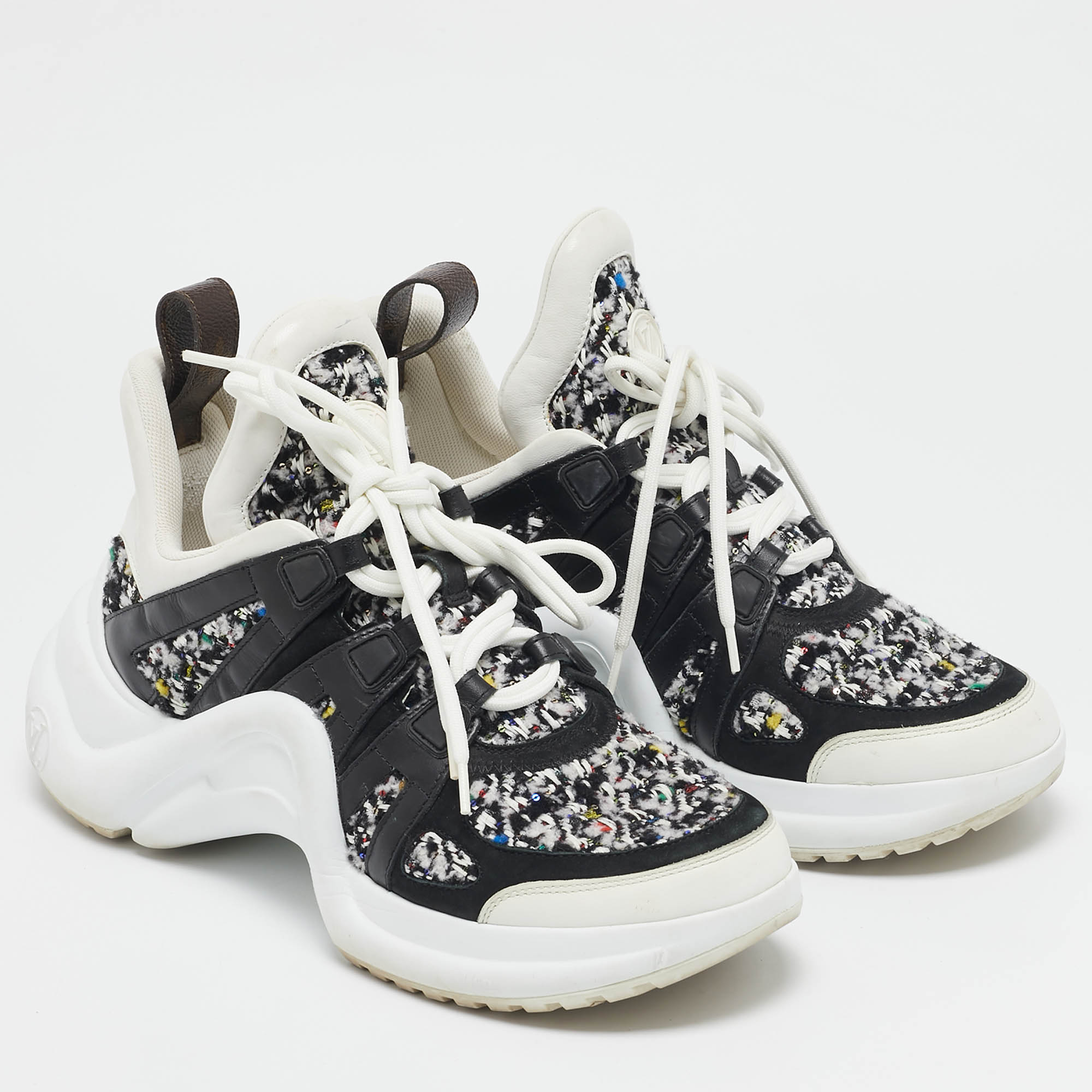 Louis Vuitton Multicolor Leather and Tweed Archlight High Top Sneakers Size 40 