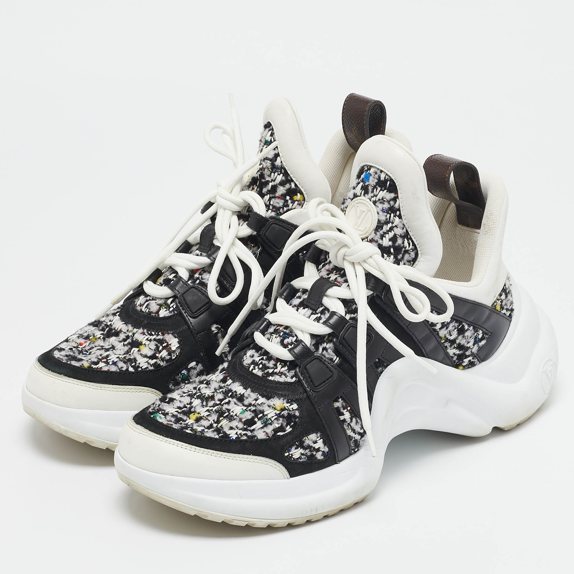 Louis Vuitton Multicolor Leather and Tweed Archlight High Top Sneakers Size 40 