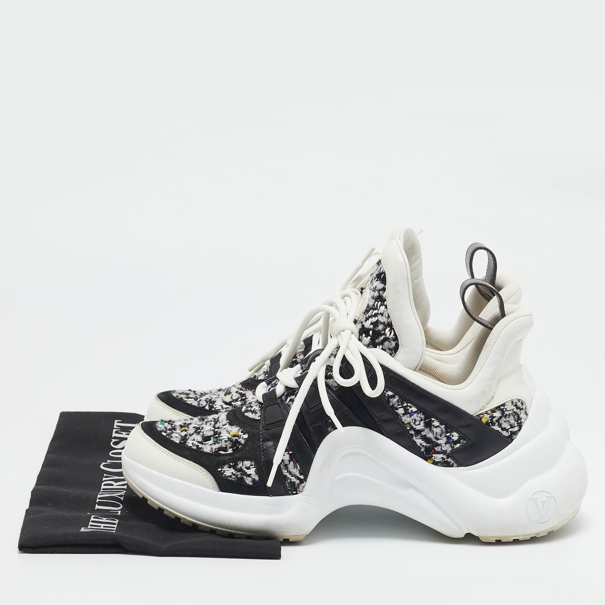 Louis Vuitton Multicolor Leather and Tweed Archlight High Top Sneakers Size 40 