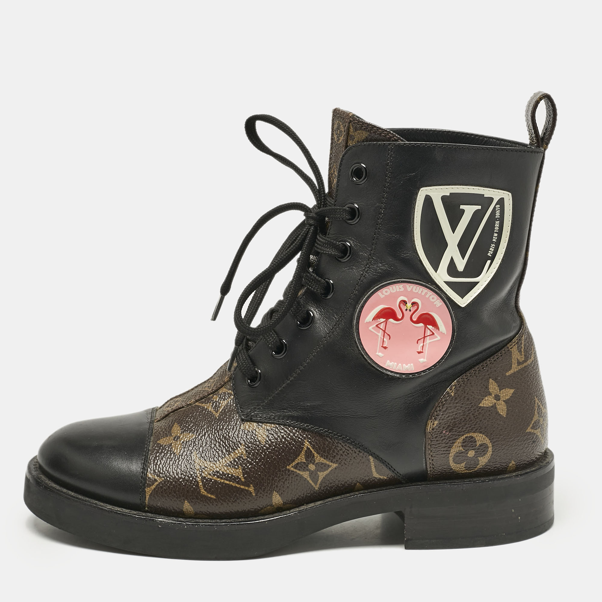 

Louis Vuitton Monogram Canvas and Leather Wonderland Ranger Combat Boots Size, Brown