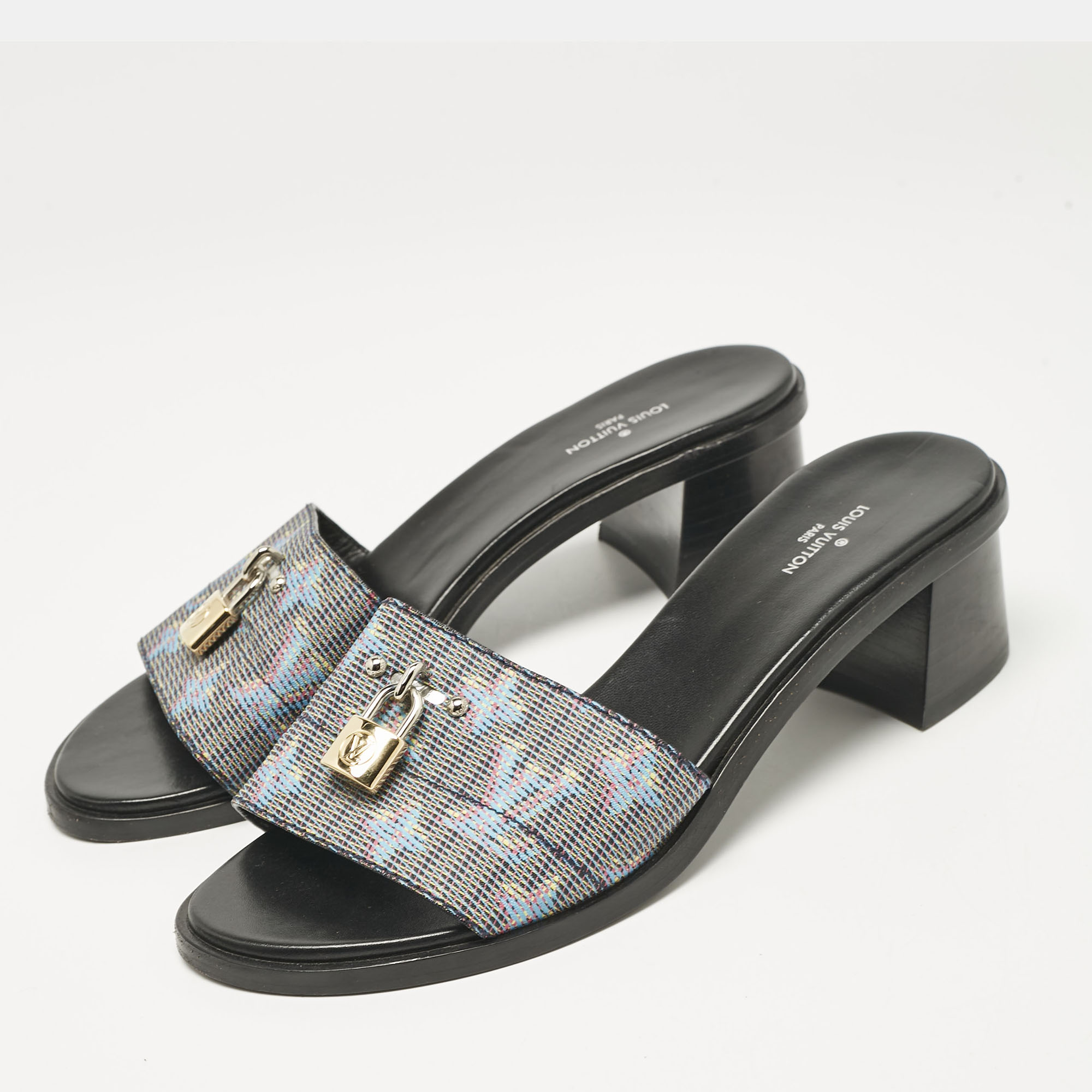 Louis Vuitton Multicolor LV Pop Monogram Canvas Lock It Mule Sandals Size 38 