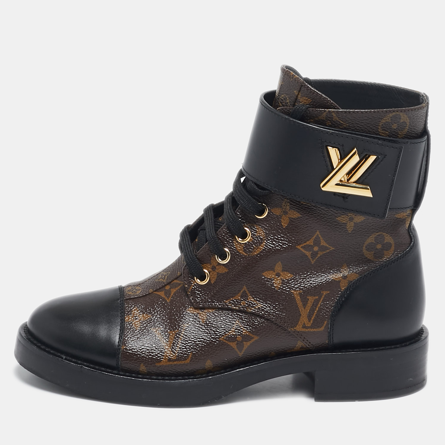 

Louis Vuitton Monogram Canvas and Leather Wonderland Flat Ranger Boots Size, Brown