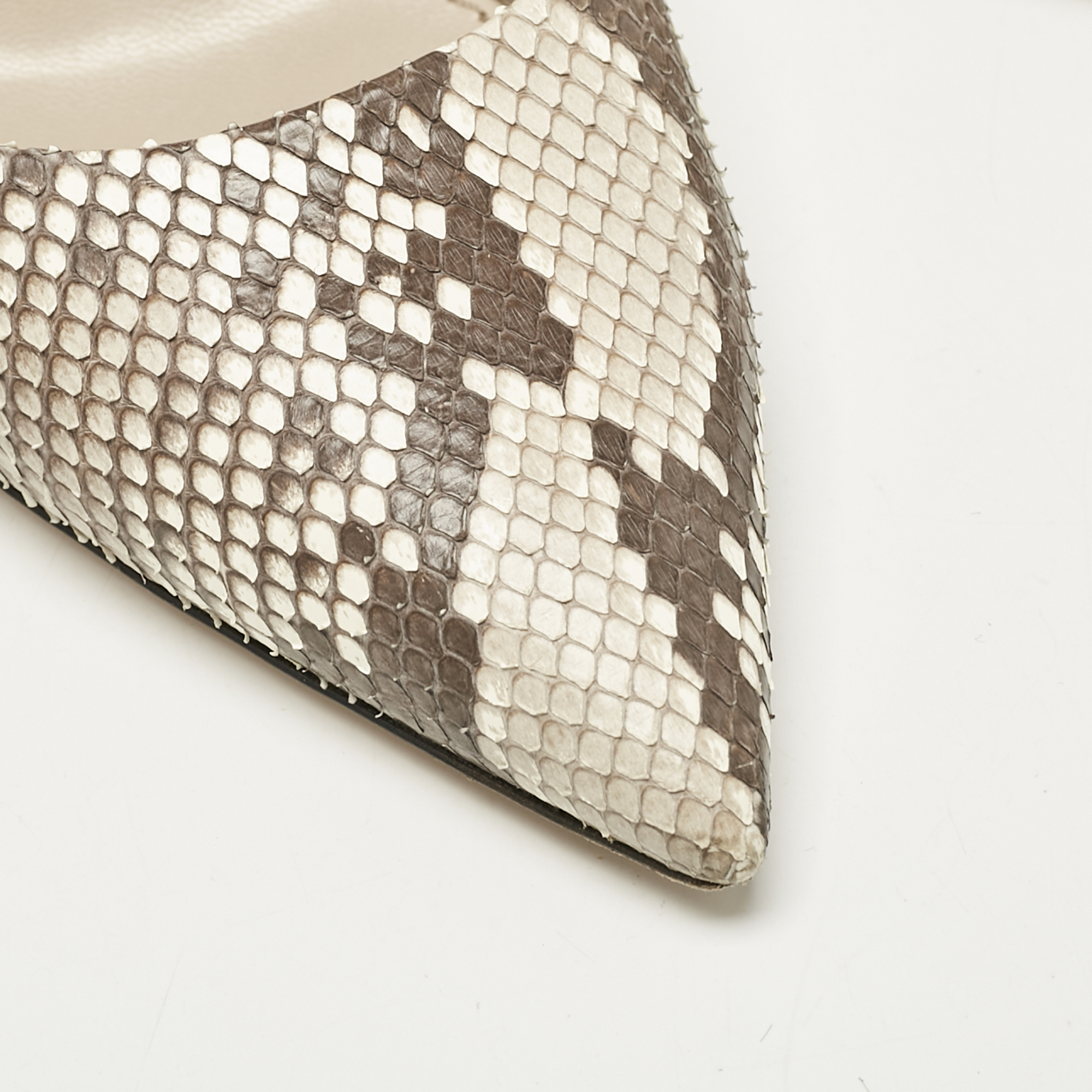 Louis Vuitton Beige/Grey Python Leather Pointed Toe Pumps Size 39.5 